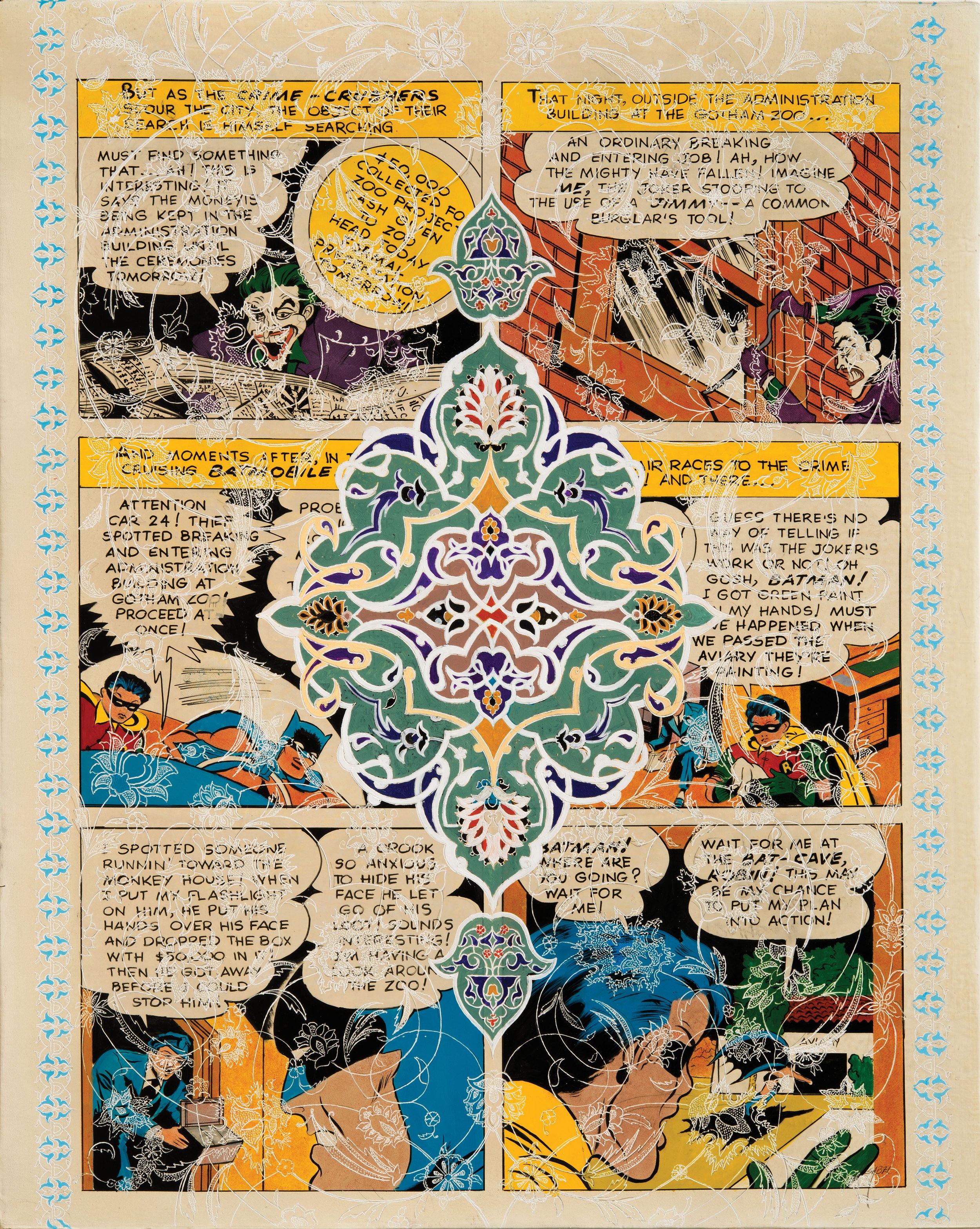 Comic Book (2014), 153 x 122 cm, Acrylic Gouache, ink and oil marker on Canvas 