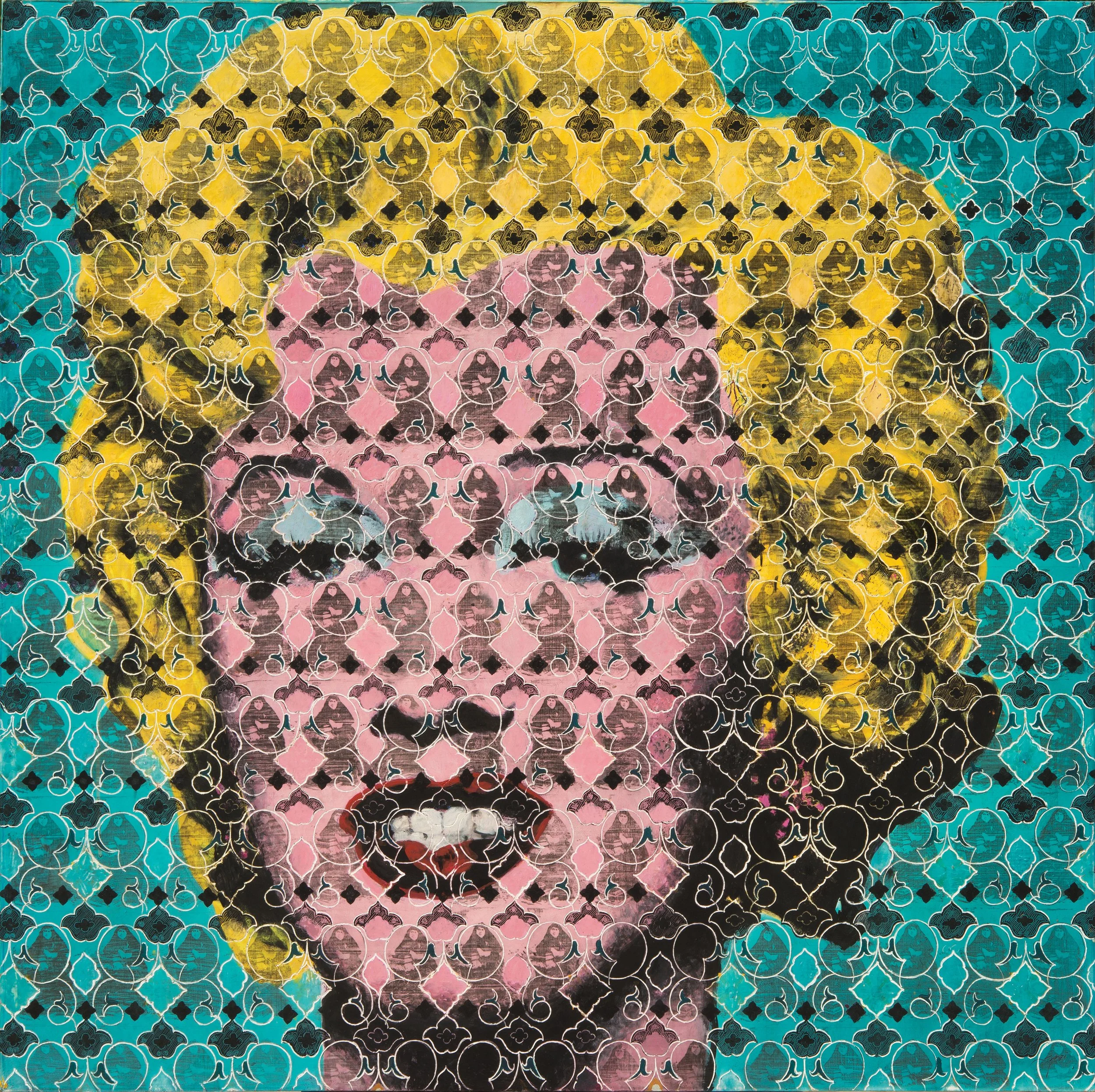Merilyn Torquoise (2010), 122 x 122 cm, Acrylic, ink and Gouache on Canvas