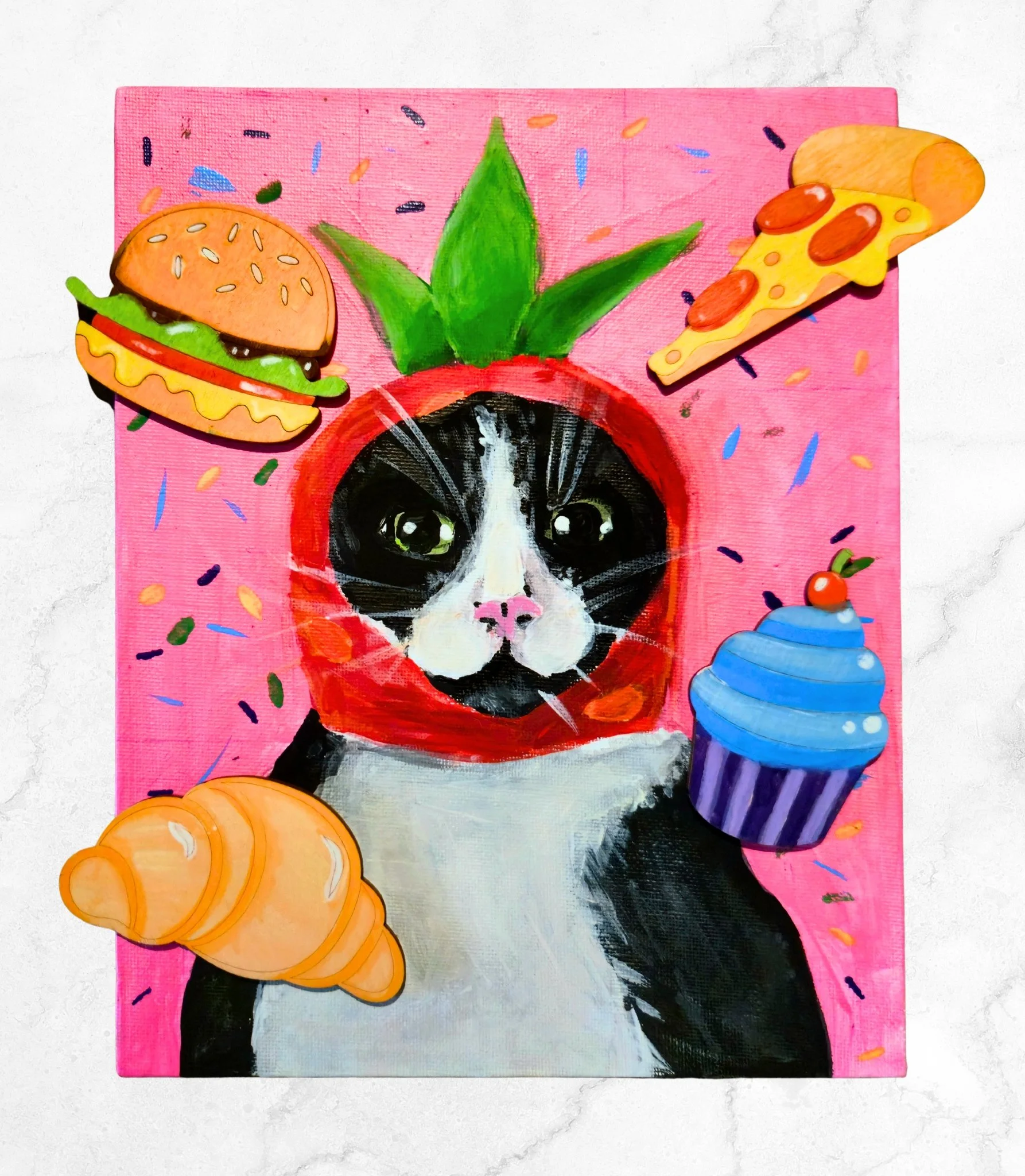 Illustration for "Who is that Snacky Boy?" in acrylic paint.
