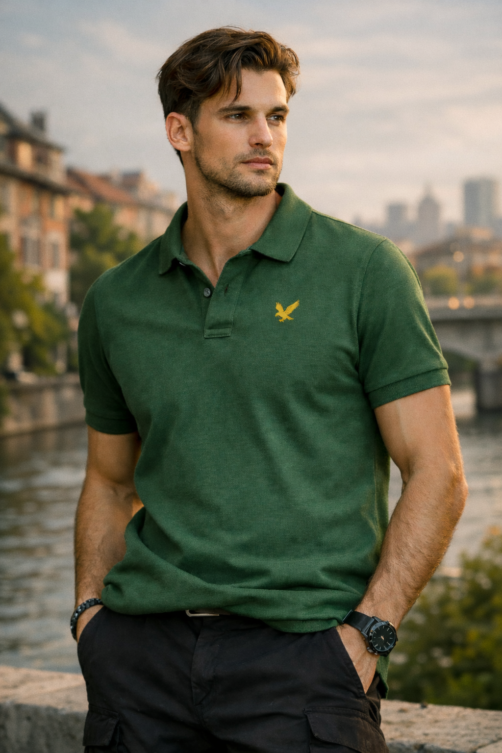 Casa Monti Polo Shirt bottle Green - model M.png