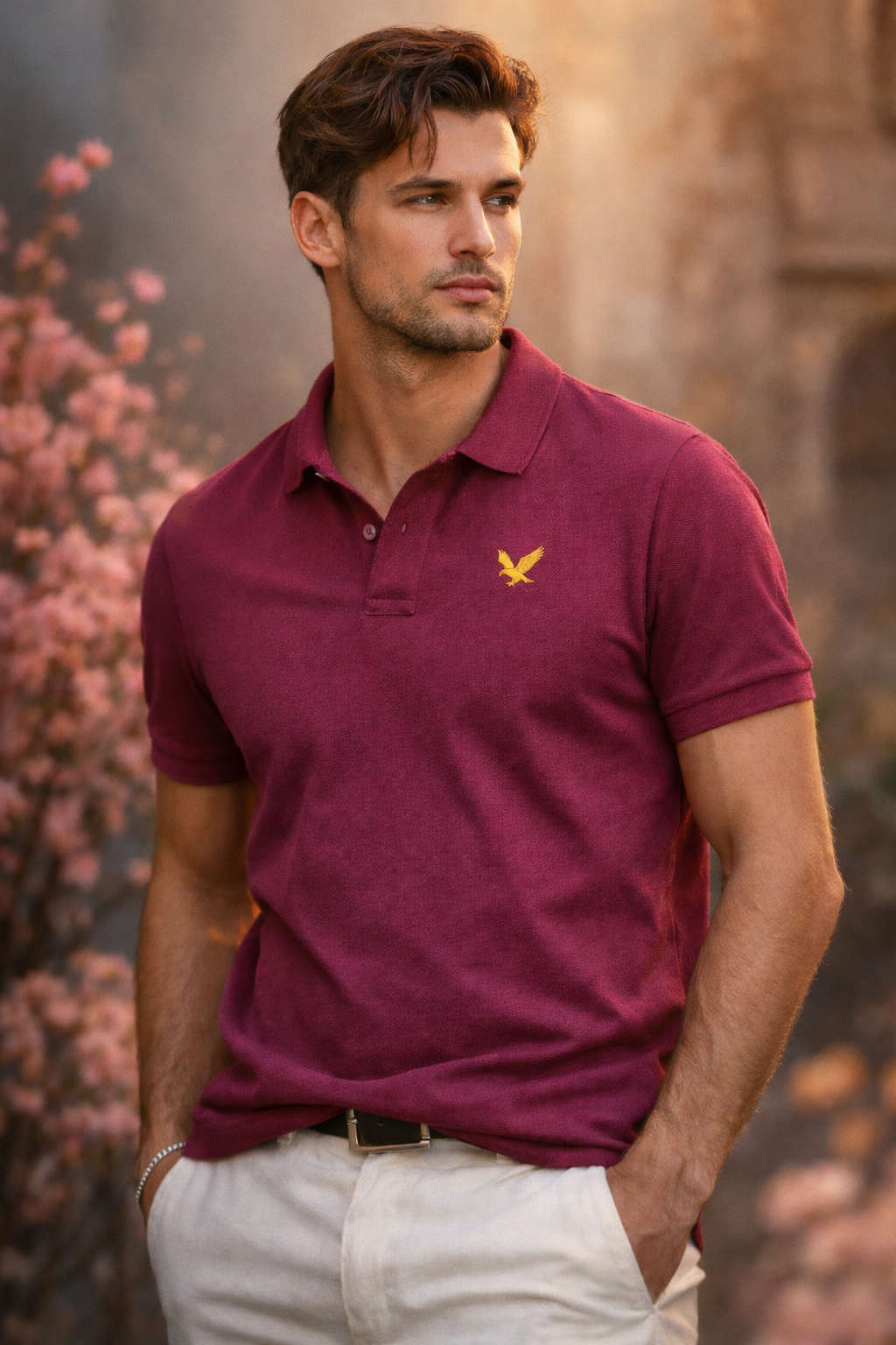Casa Monti Archive- Essenza Polo Shirt Weinrot