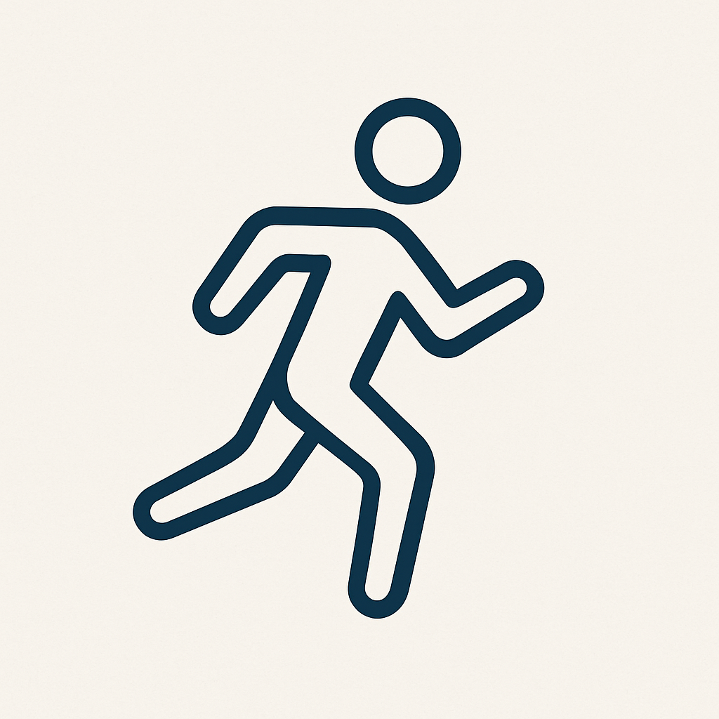 Simple line drawing of a person running