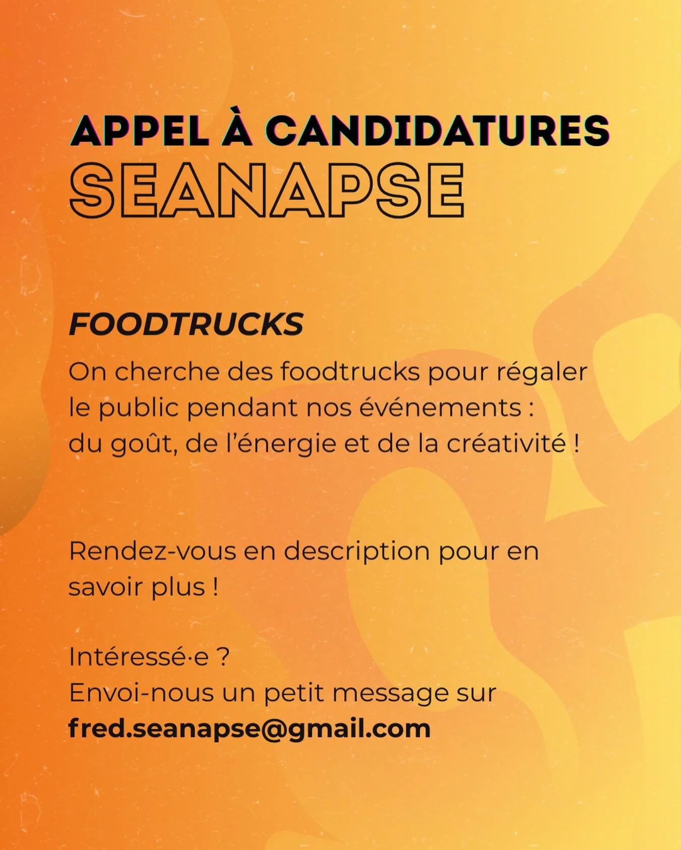 🍔 Appel &agrave; candidatures : Foodtrucks 🥗

La Plong&eacute;e Disco : 31 Juillet &amp; 1er Ao&ucirc;t 2026 &agrave; Saint-Quay-Portrieux

Cadence festival : 28 &amp; 29 Ao&ucirc;t 2026 (&Eacute;cho &amp; Villa Disco) &agrave; Saint-Brieuc

Vous s