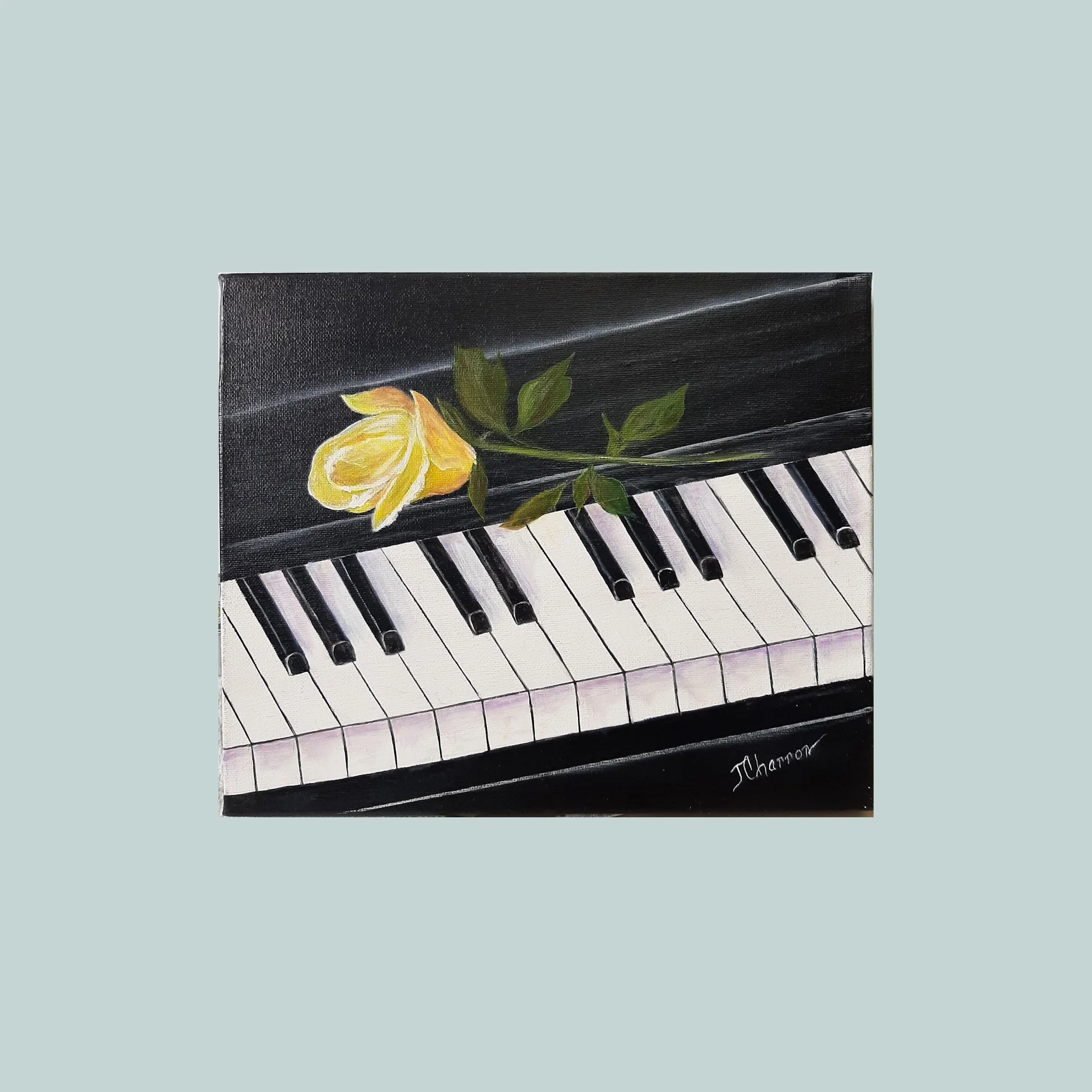 Piano Keys & Rose