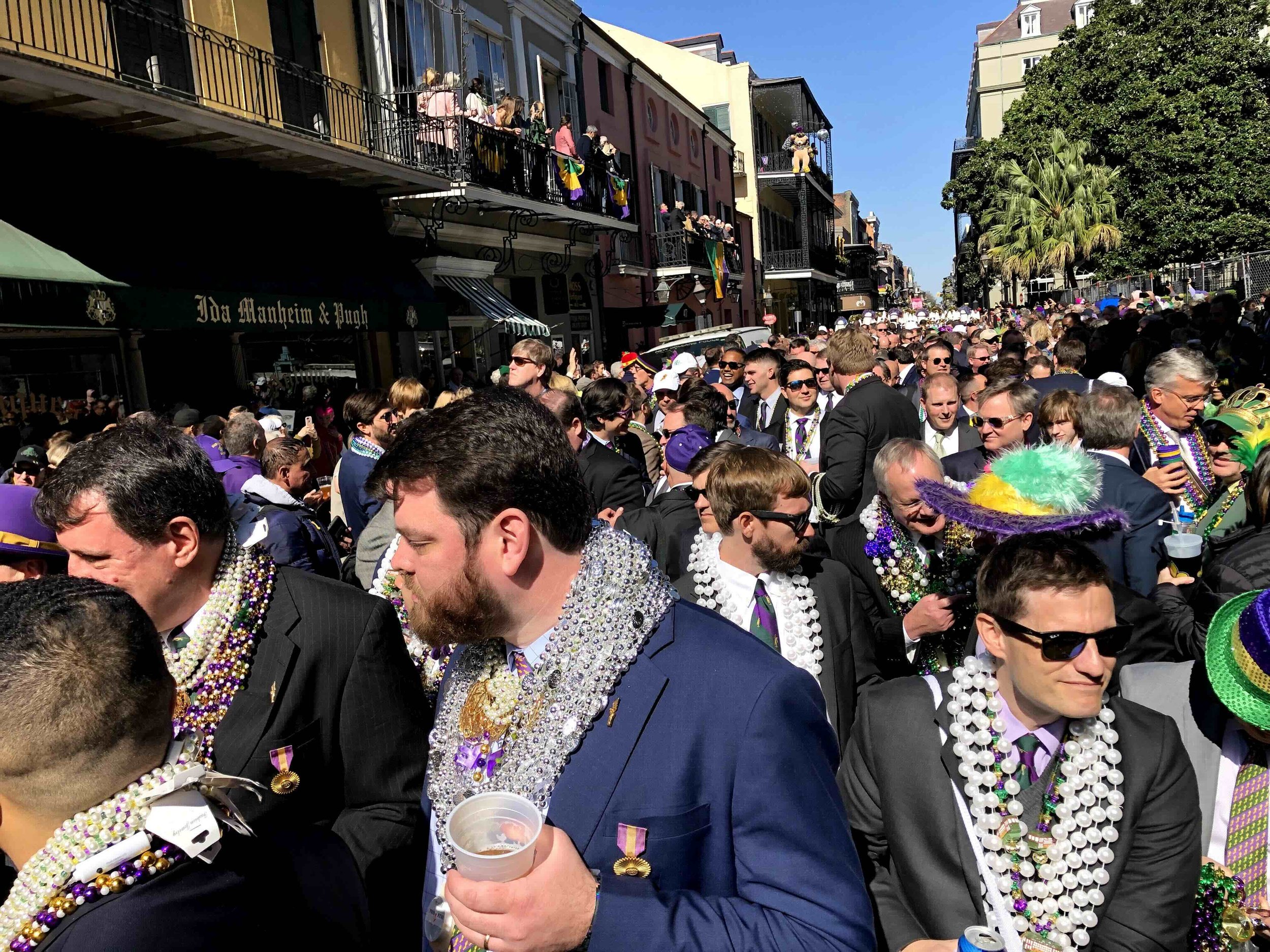 Member of the Mystic Krewe of Hermes march through the French Quarter during their annual Walking Parade on Hermes Friday.