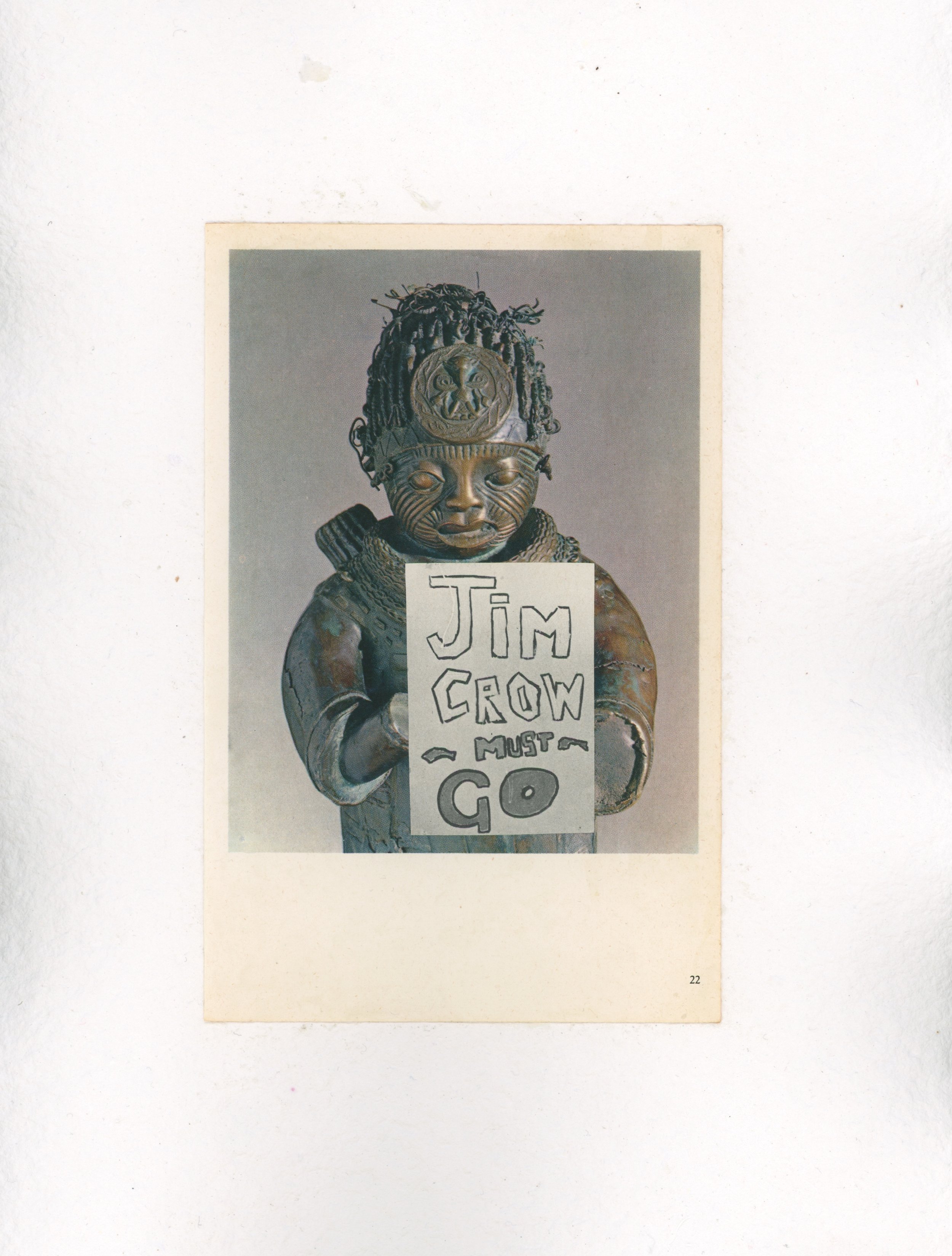 KEVIN CLAIBORNE, Jim Crow Must Go, 2020, collage on paper, 30.4cm x 22.8cm