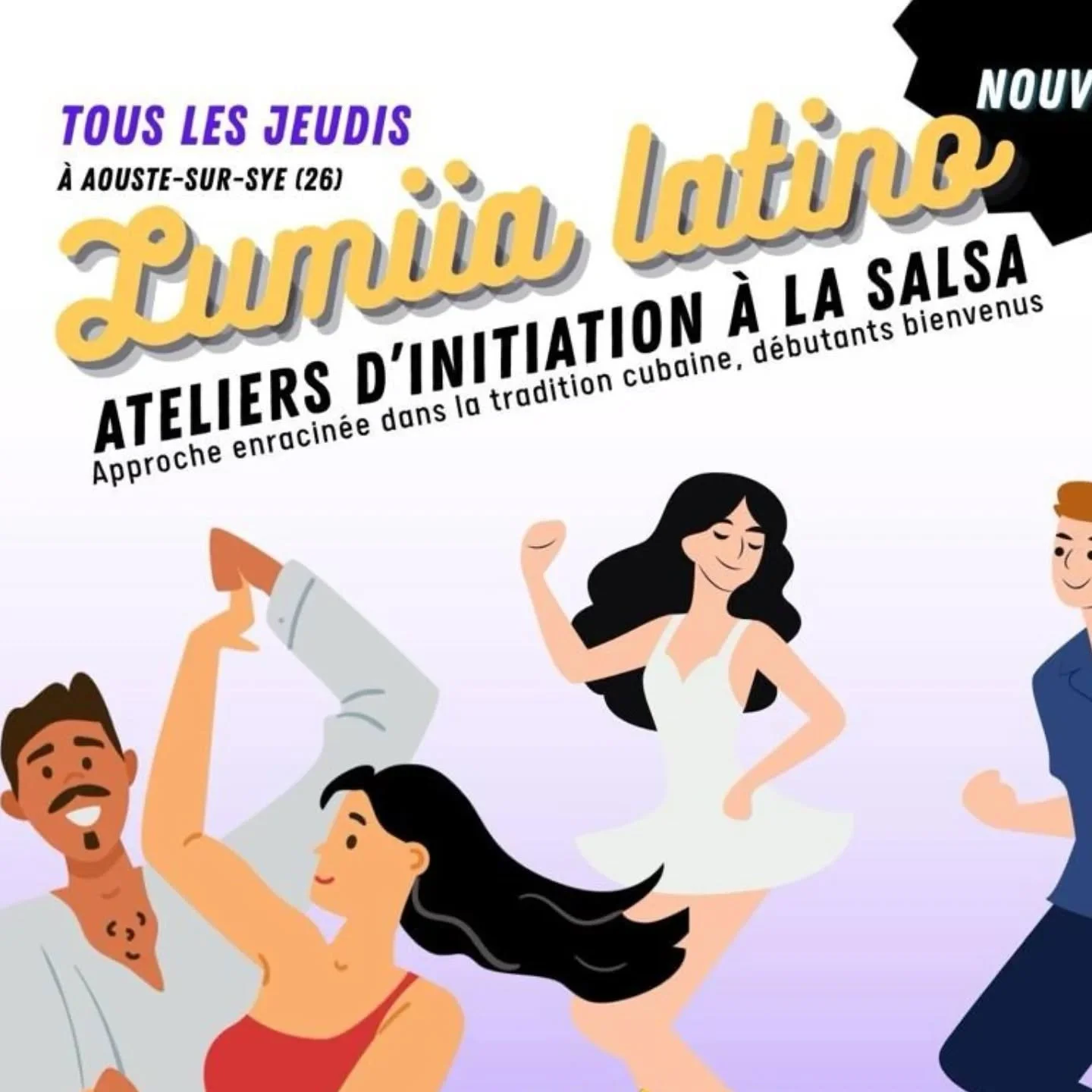 RDV pour nos soir&eacute;es latino d&eacute;s jeudi prochain, le 20 novembre dans nos studios !

Profitez d'une initiation salsa dans nos studios &amp; ensuite pratiquez tous le reste de la soir&eacute;e sur la piste du studio et profitez du bar ! (a