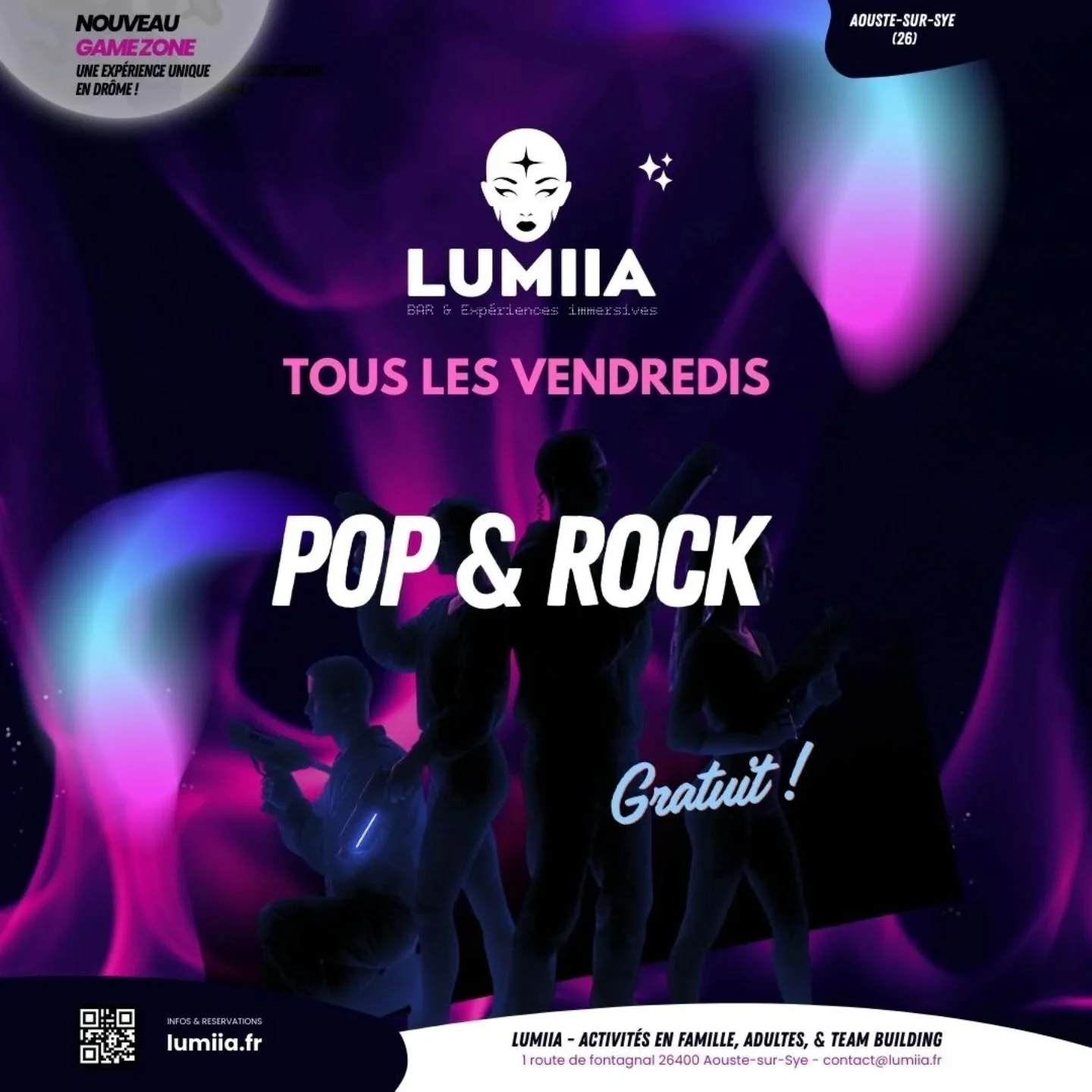 Ce soir, Lumiia sera &agrave; fr&eacute;quence modulable...

Pop ou Rock ? C&rsquo;est vous qui d&eacute;ciderez ! 😅🥰

Sauras tu influencer l'&eacute;nergie de LUMIIA BAR IMMERSIF ? 

#Jeux interactifs, karaok&eacute; studio, cocktails et vibes sur