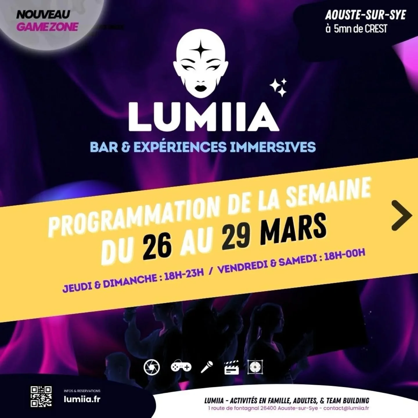📅 PROGRAMMATION DE LA SEMAINE DU 26 AU 29 MARS &ndash; LUMIIA

✨ Une semaine pour l&acirc;cher prise, s&rsquo;amuser et vivre des exp&eacute;riences ✨

 🌈 &laquo; Venez comme vous n'&ecirc;tes PAS &raquo;
 C'est pas McDo ici, lib&eacute;rez d'autre