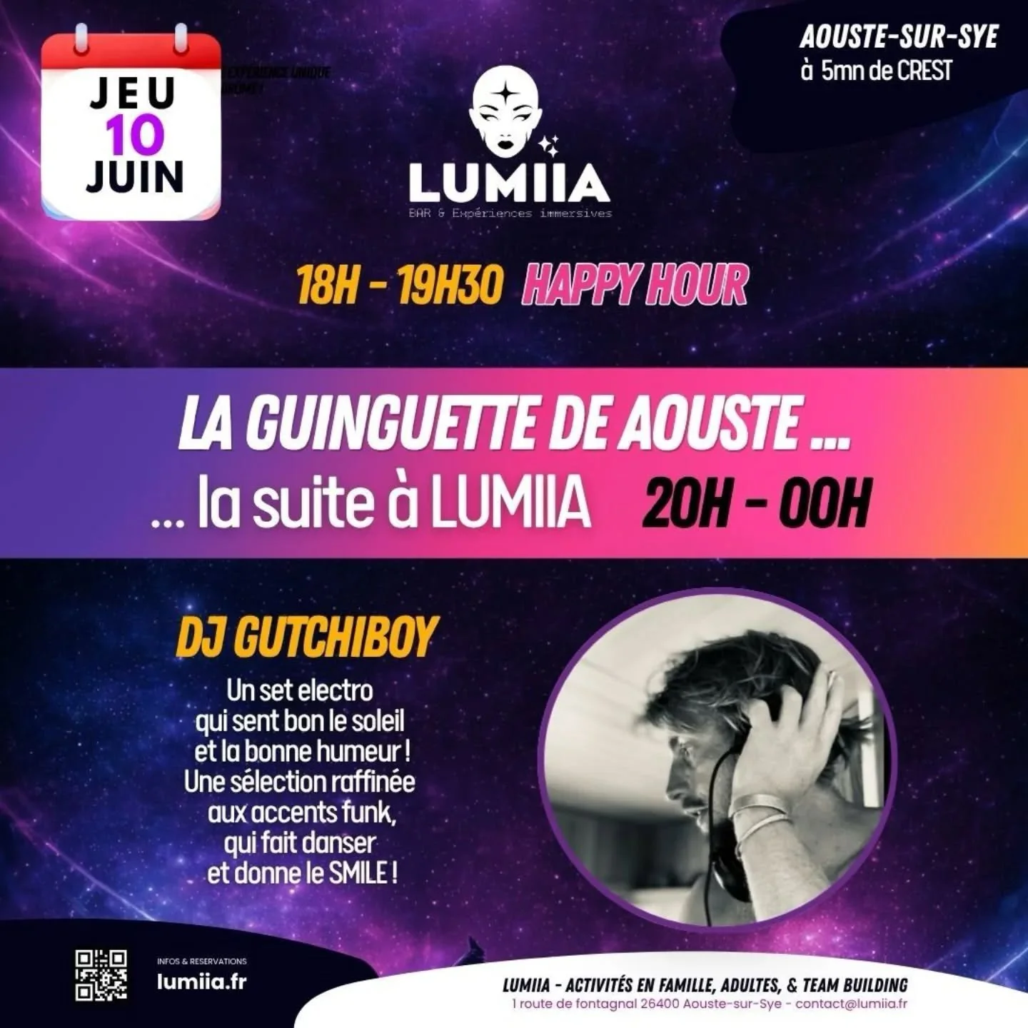 RDV demain soir &agrave; Lumiia pour danser, grignoter et go&ucirc;ter les bons cocktails de Marion et Julie !!
1 route de Fontagnal 26400 Aouste-sur-sye