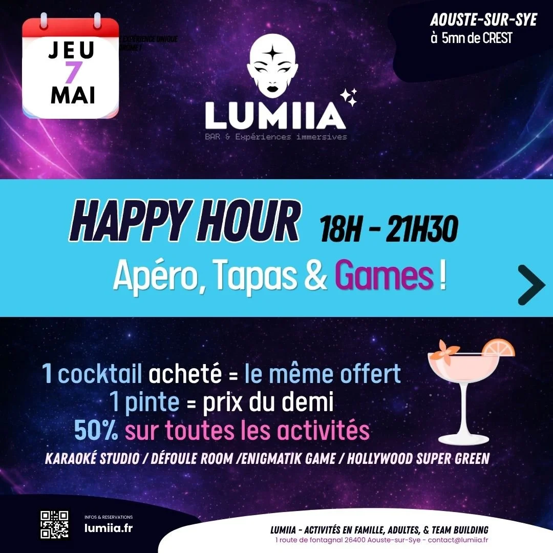🍹 HAPPY HOUR • 18h → 21h30