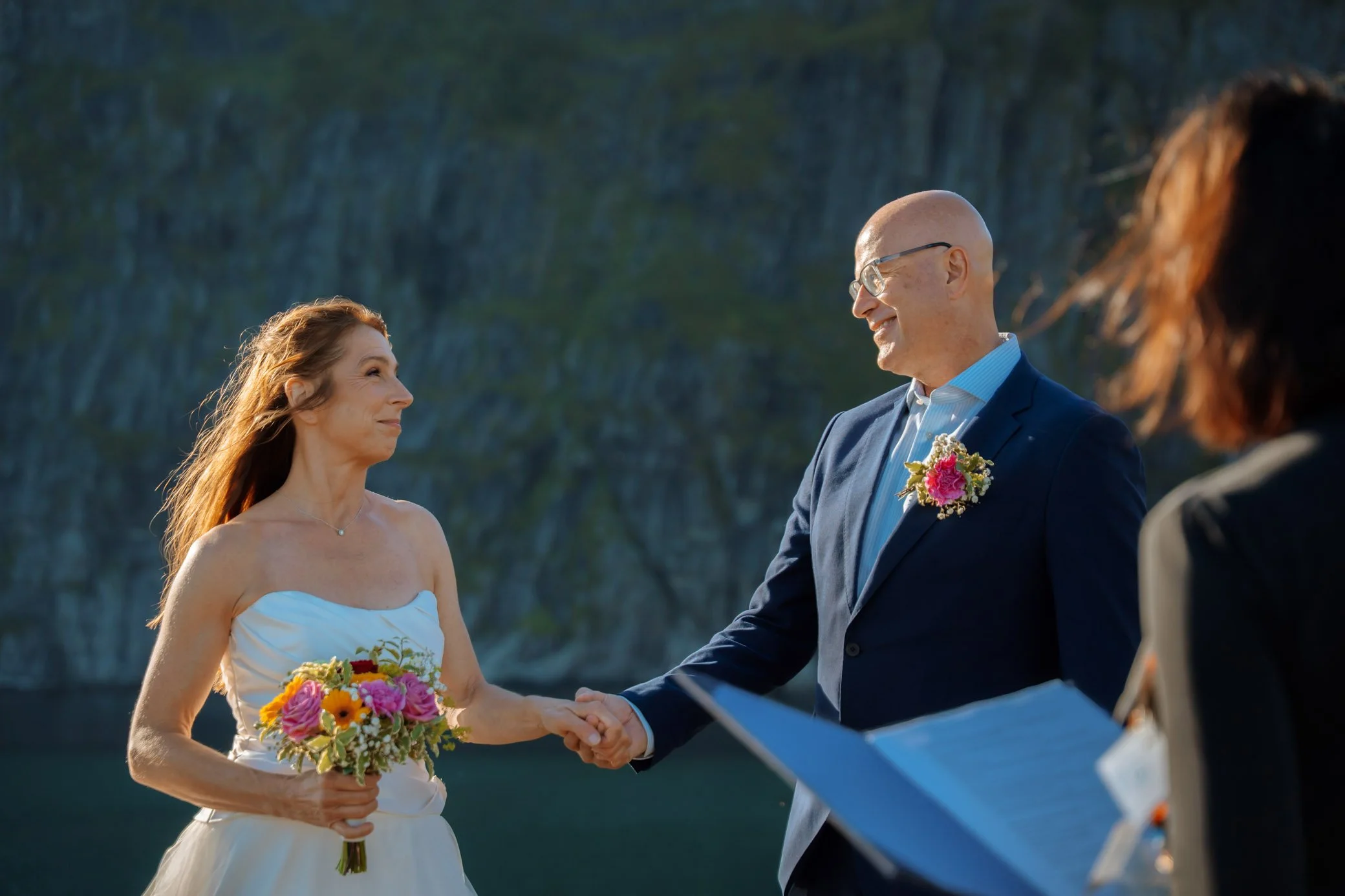 Ceremony with mountain landscape