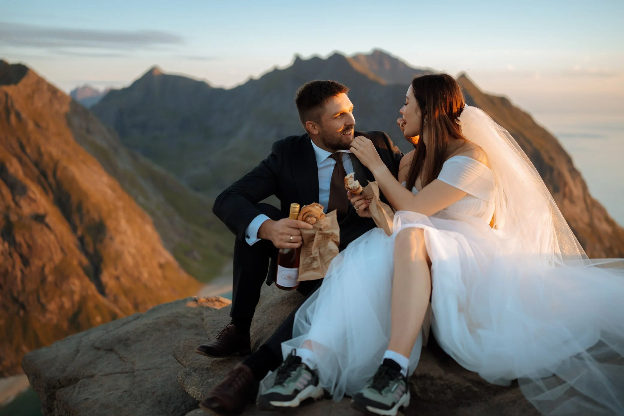 Close-up of cinnamon buns during elopement