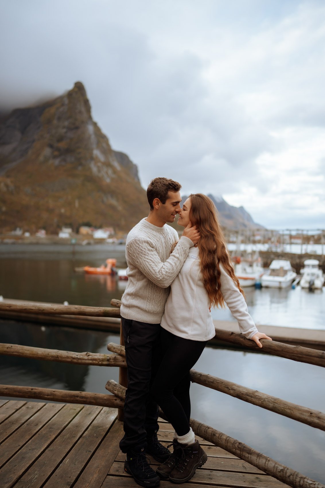 Mountain landscape in Lofoten during spring