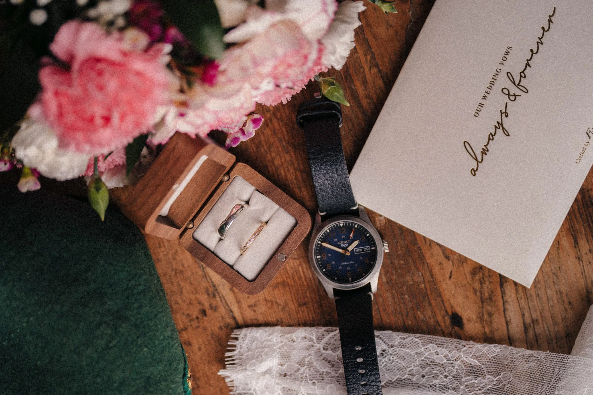 Wedding rings detail during intimate wedding in Lofoten Norway