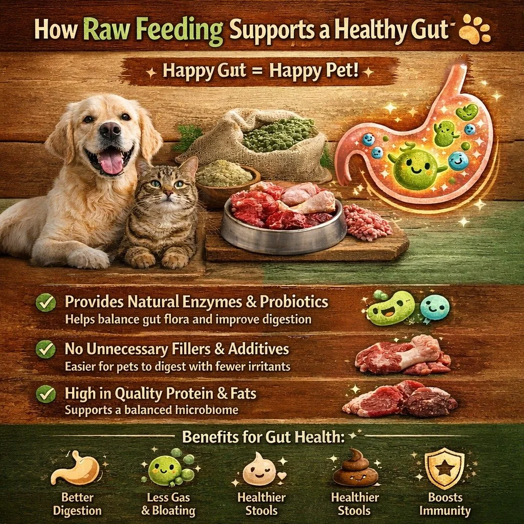 🦴 Happy Tummy, Happy Pet: How Raw Feeding Supports a Healthy Gut

A healthy gut is the foundation of your pet&rsquo;s overall wellbeing, and diet plays one of the biggest roles in keeping their digestive system functioning properly. Feeding a natura