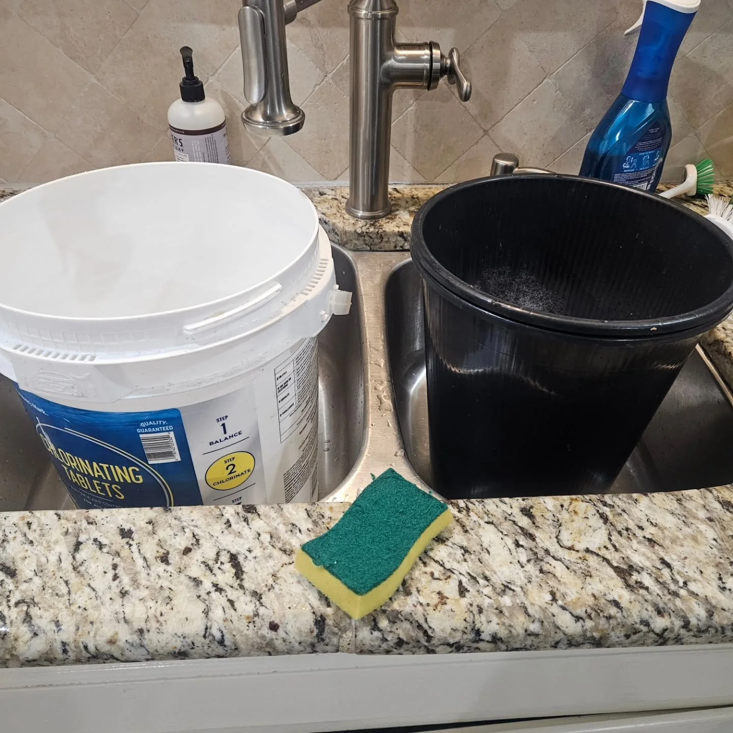 So for anyone who purports that any florist (or any creative, for that matter) is just "playing with flowers!" Nope. 

Scrubbing buckets, processing flowers for hours in my garage studio. That's a fraction of what goes into my part-time hus