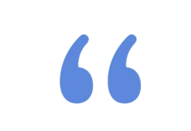 Blue quotation marks on a transparent background.