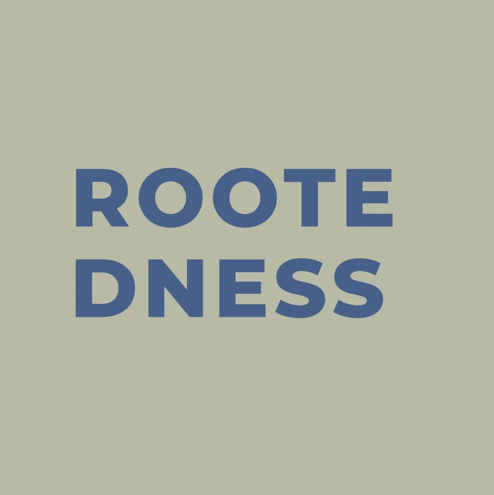 Text that reads "ROOTE DNESS" on a beige background.