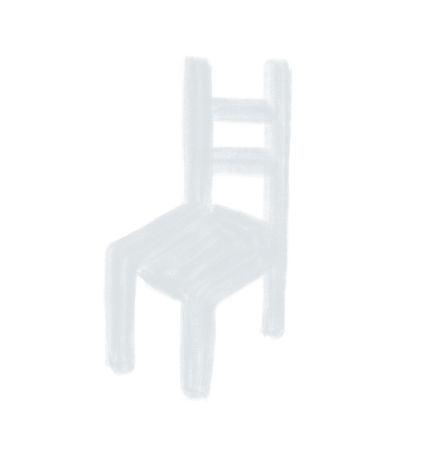 A white wooden chair with a ladder-back design on a black background.