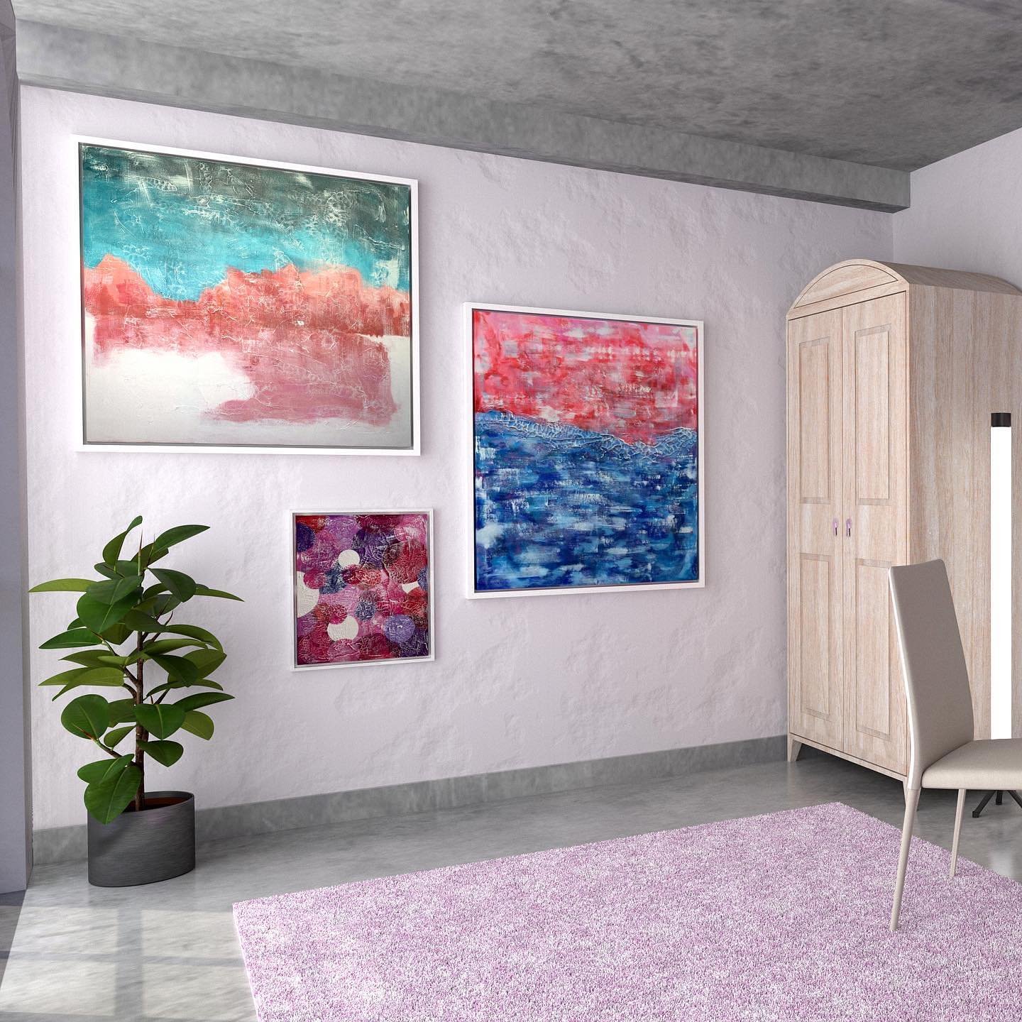 I designed this room to house the pink paintings I have created on my art page @samuedeaconart 
.
.
.
#vray #render #rendering #interior #cgi #3d #homedecor #sketchup #photoshop #homedesign #designer #design #interiordesign #architecture #instarender