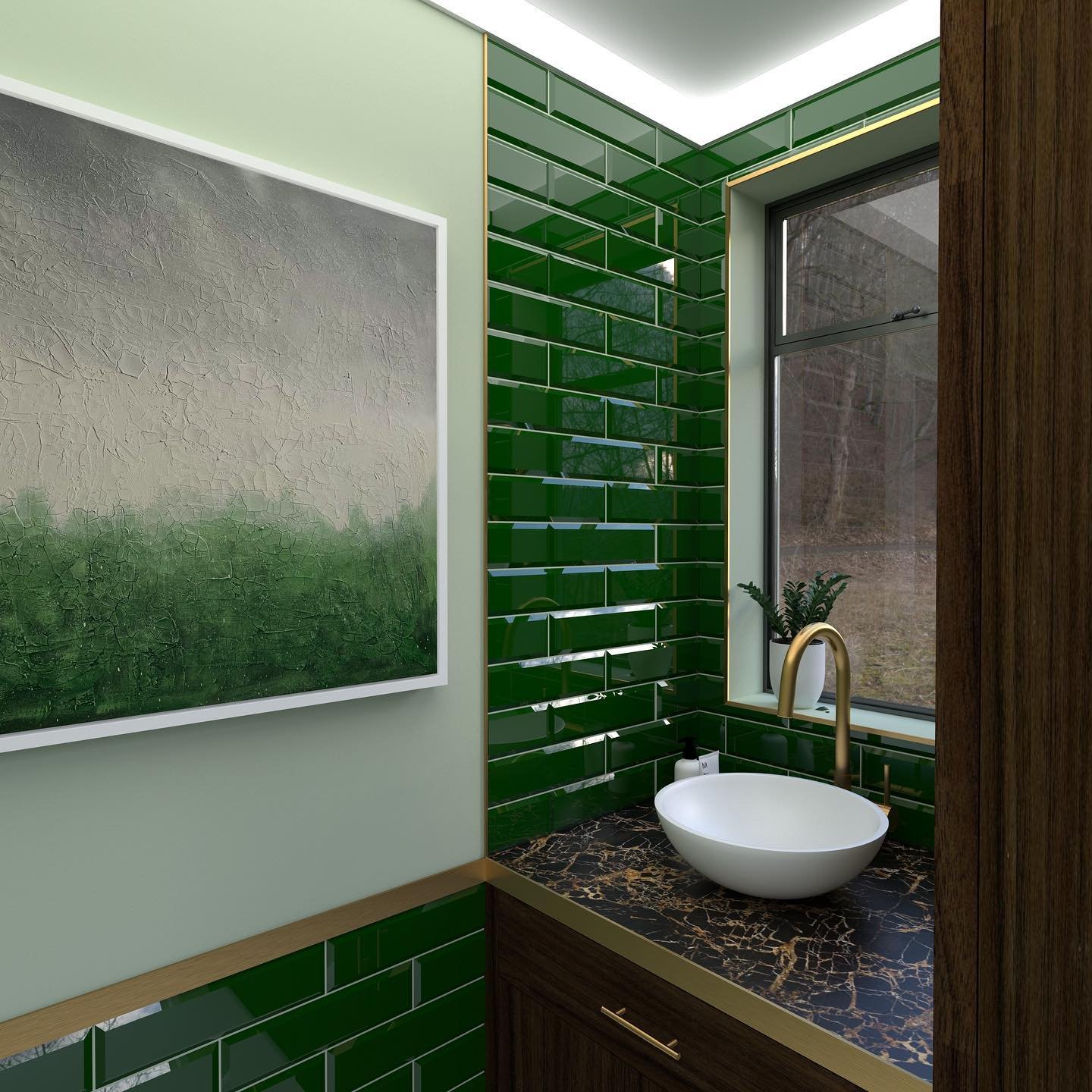 A utility room using my painting &lsquo;A Fresh Start&rsquo; as the focal point. I love to design small spaces and I have embraced the darkness in this 1.5m x 1.5m room. 
&bull;
&bull;
&bull;
&bull;
&bull;
#vray #render #rendering #interior #cgi #3d 