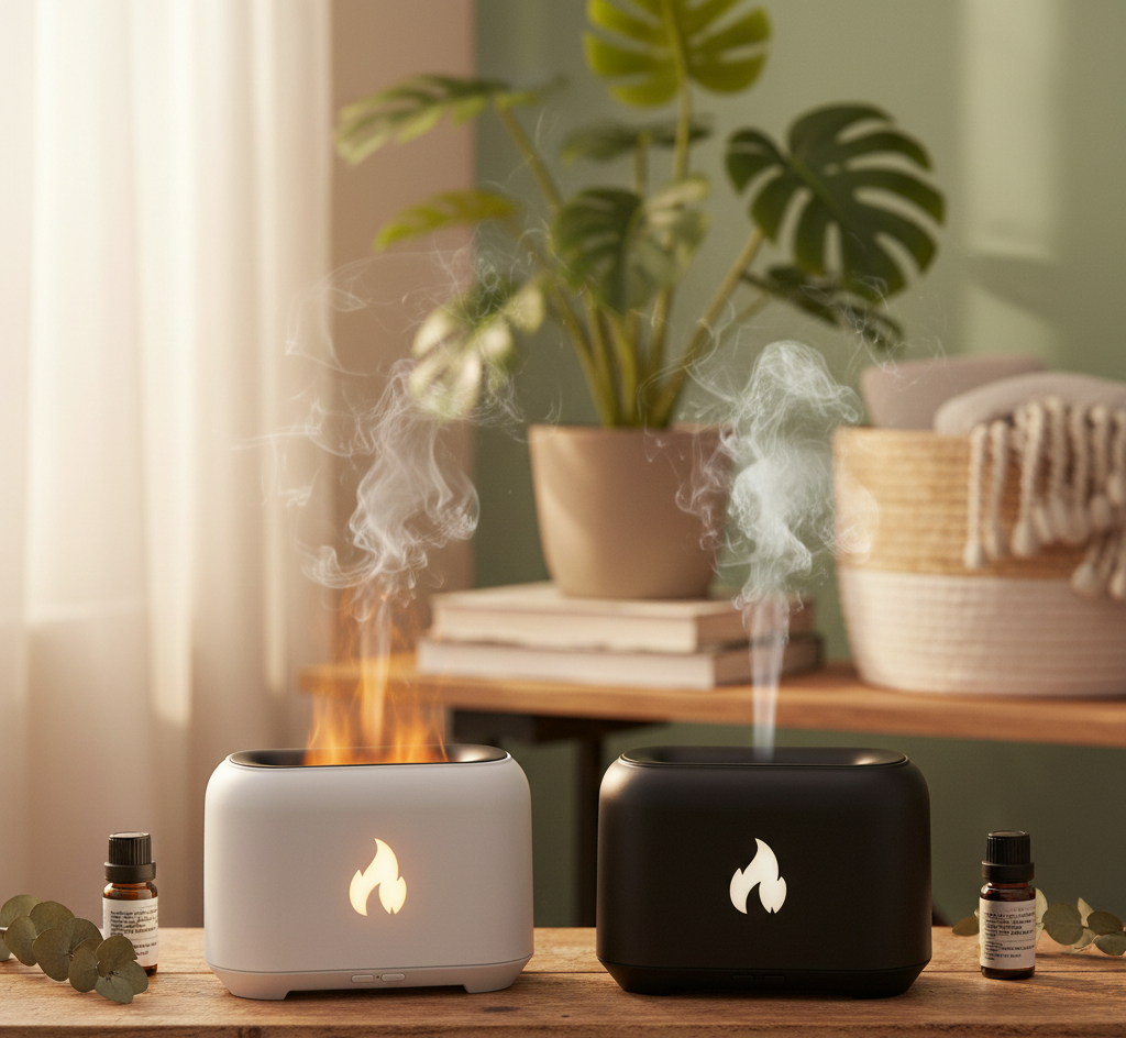 🌙 Colorful Flame Aroma Diffuser