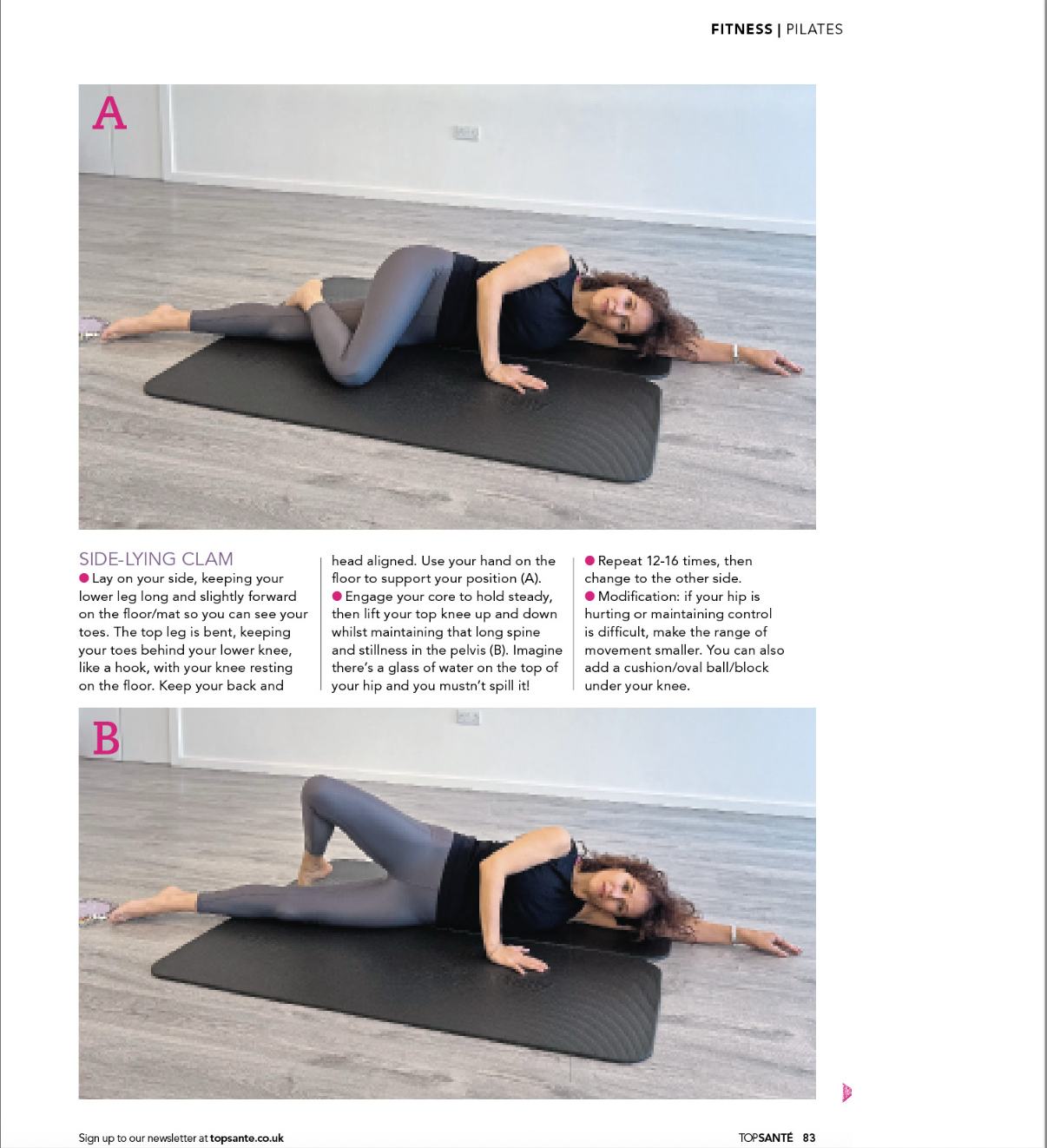  Side-lying clam Pilates exercise for hip stability and pelvic alignment 