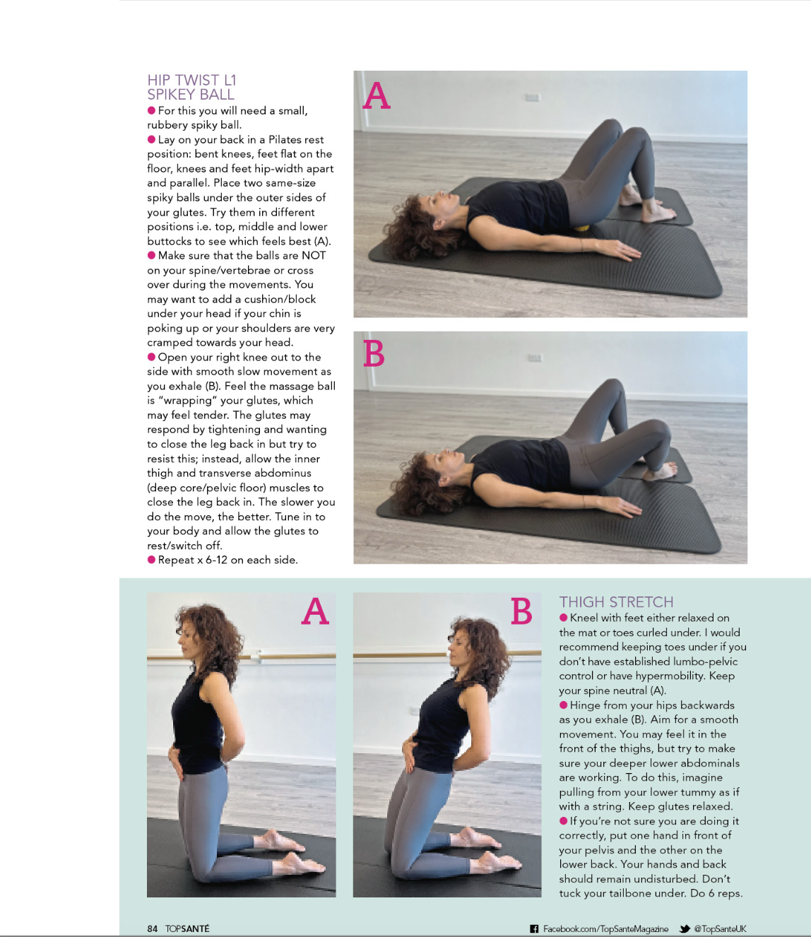  Hip twist with spikey ball and thigh stretch - Pilates for hip tension release 