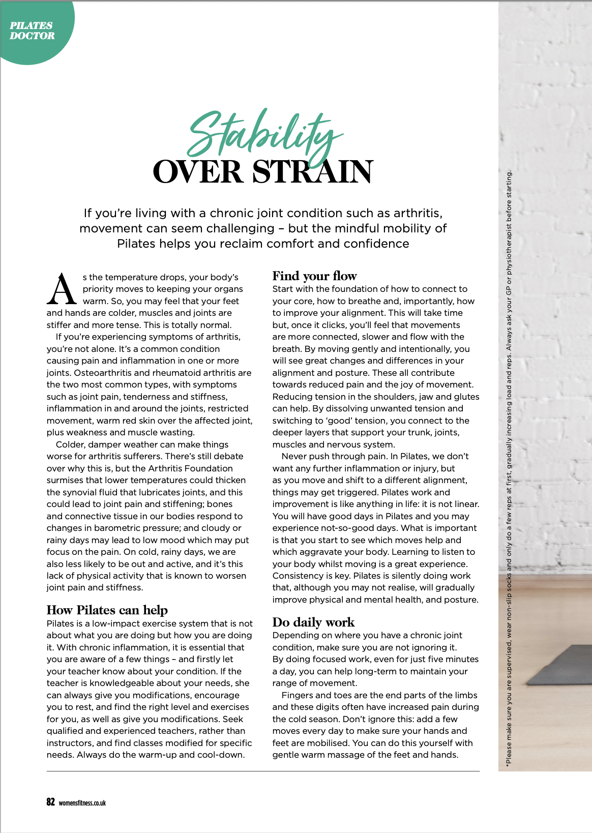  Noemi Nagy-Bhavsar, Pilates Doctor column in Women's Fitness February 2026 — Pilates exercises for joint stability 