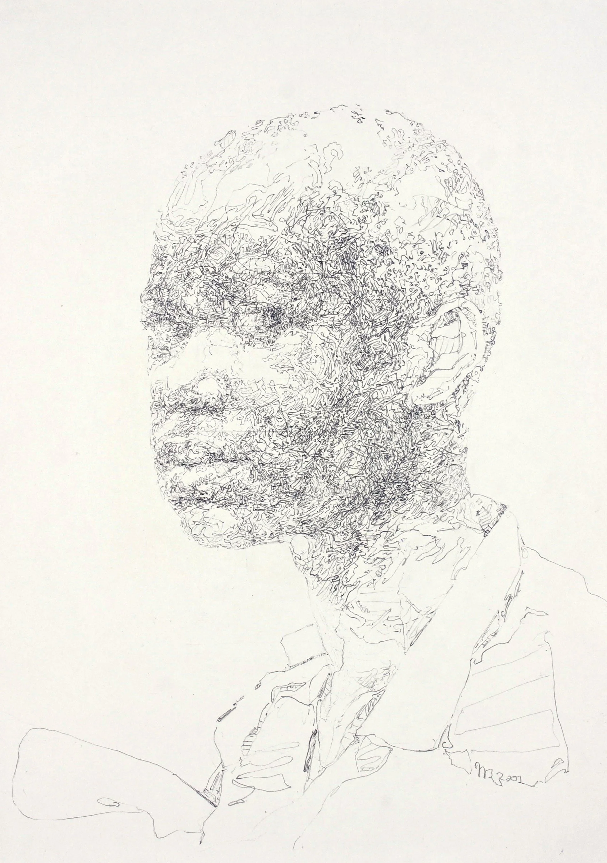 Delineated 2001,  graphite pencil on paper 42 x 30cm