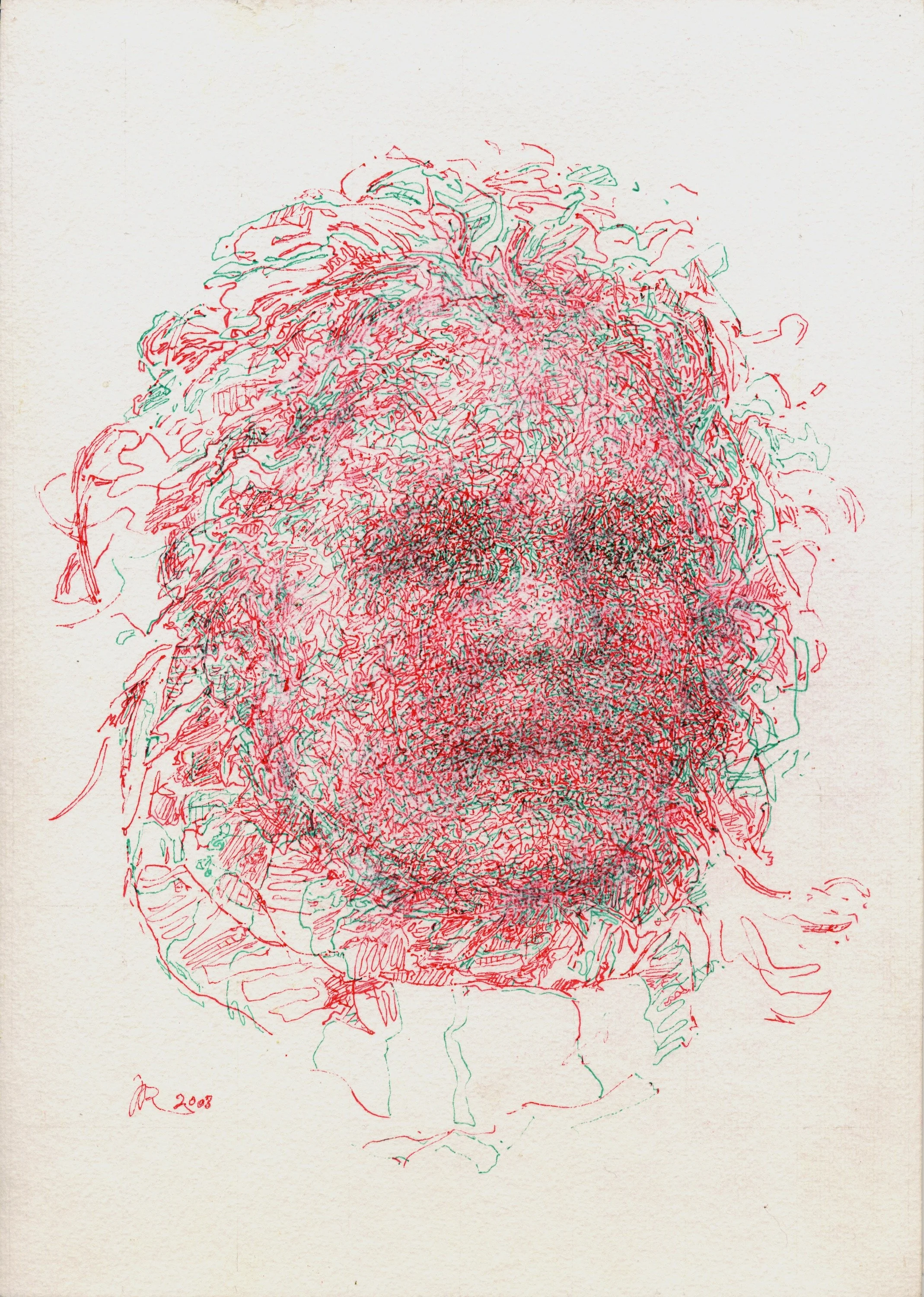 Red-Green-Woman 2008,  ink on paper,  30 x 21cm