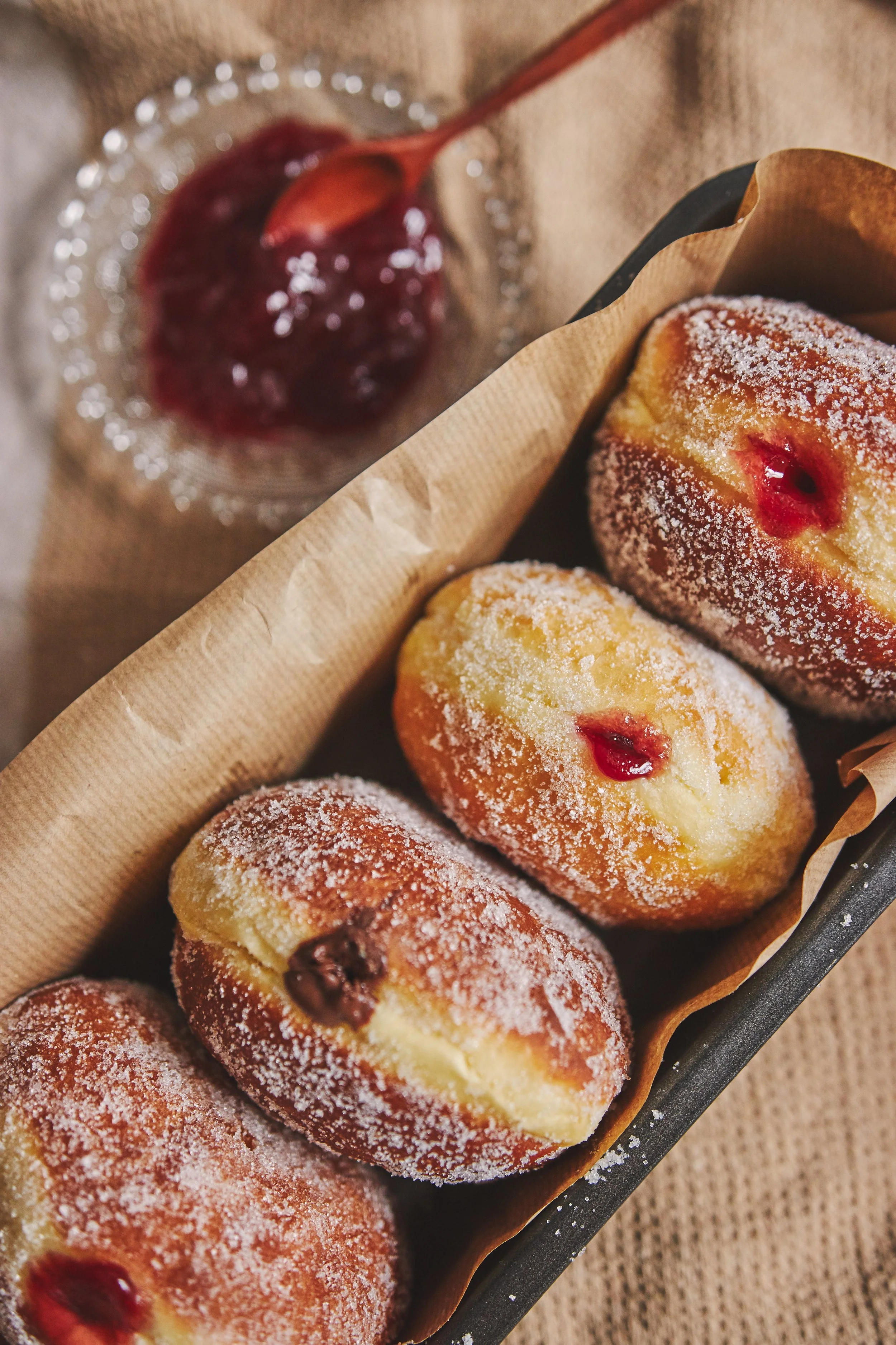 Raspberry Beetroot Filled Doughnuts