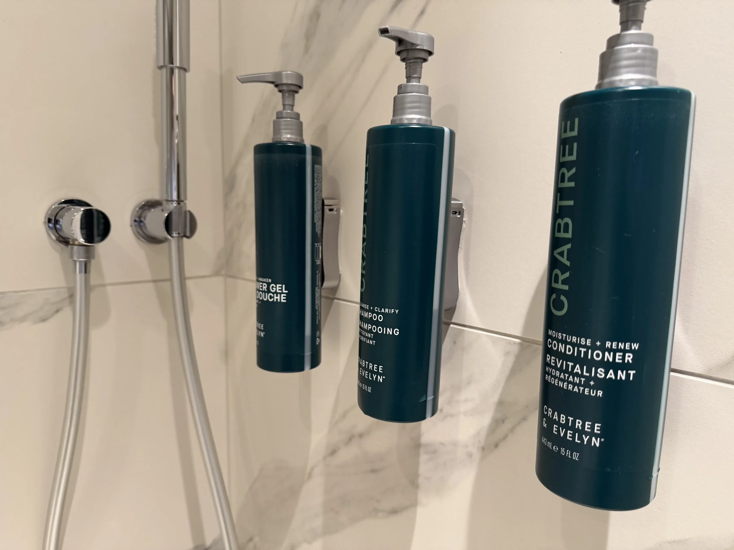 Hilton Dublin shower with Crabtree and Evelyn toiletries