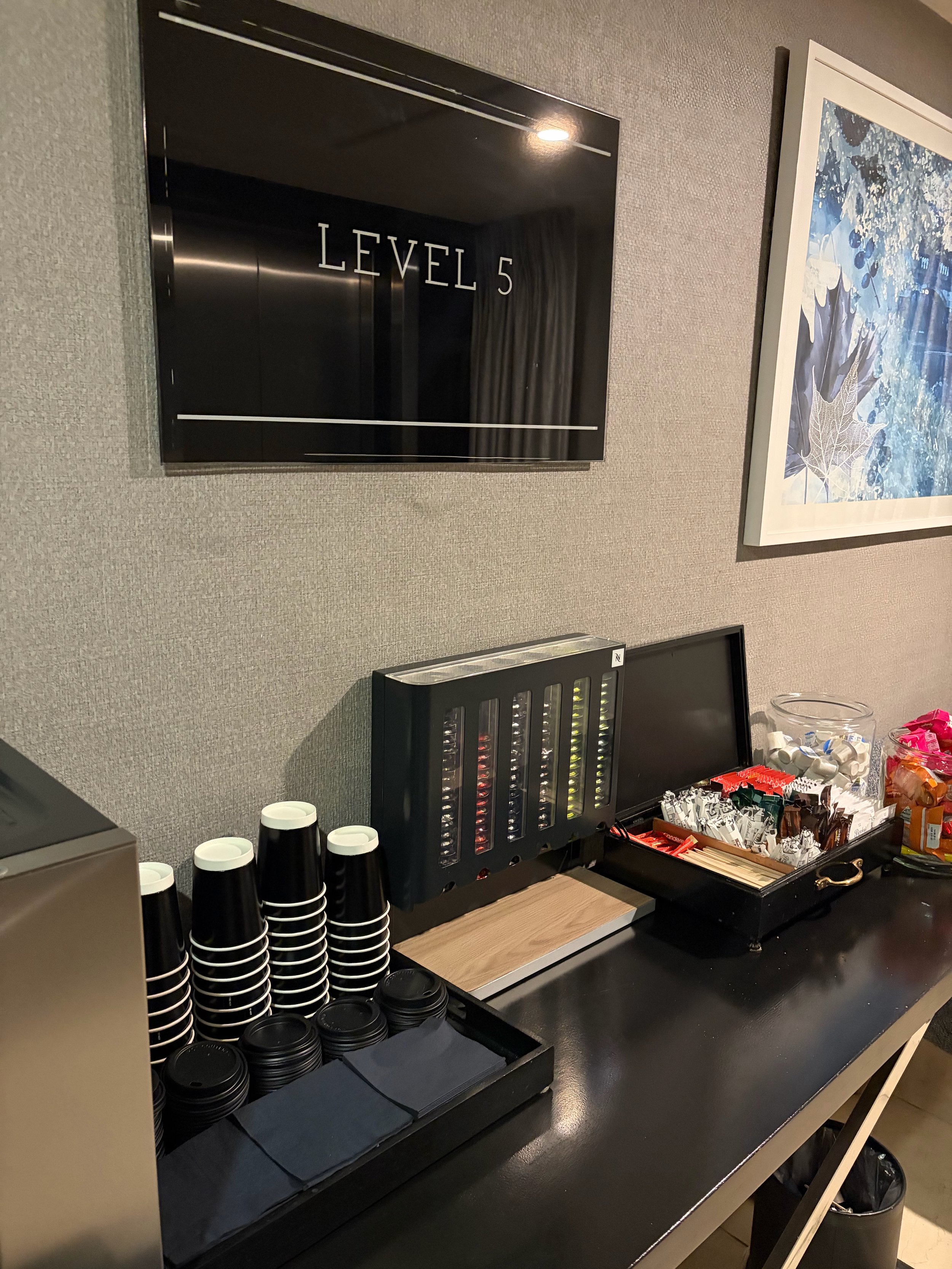 Hilton Dublin executive lounge coffee station