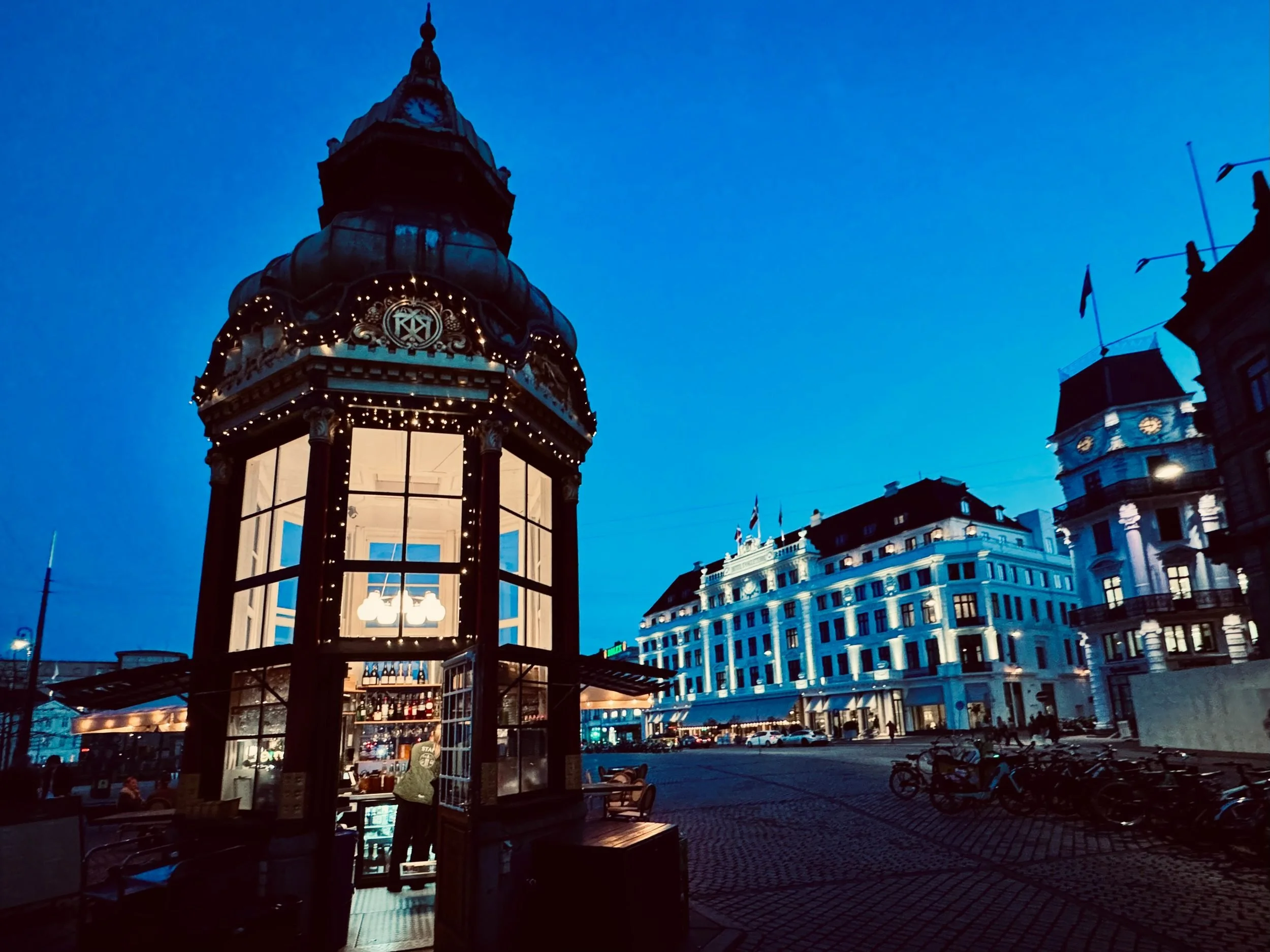 A historic kiosk on Kongens Nytorv square in Copenhagen.