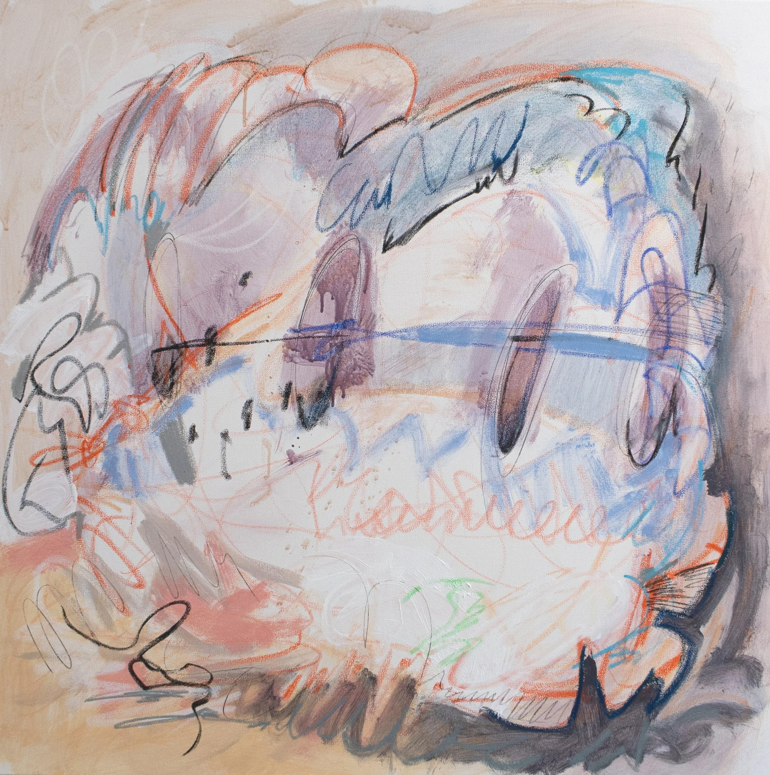 ache, 2025. Acrylic, oil pastel, charcoal on canvas - 36in x 36in x 1.5in