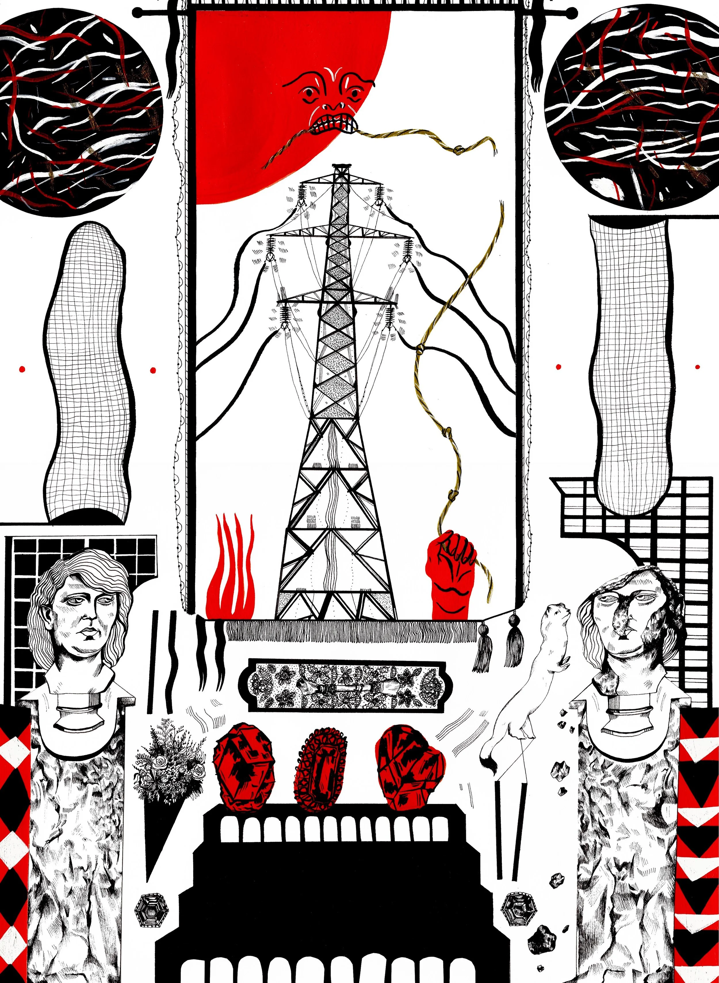 "National Grid - Power Cannot Be Stored"

A3,  Ink & Acrylic, 2017