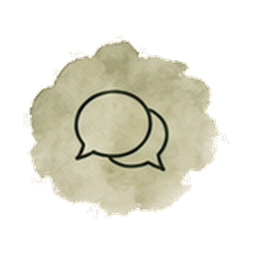 Black overlapping speech bubbles on a beige watercolor background