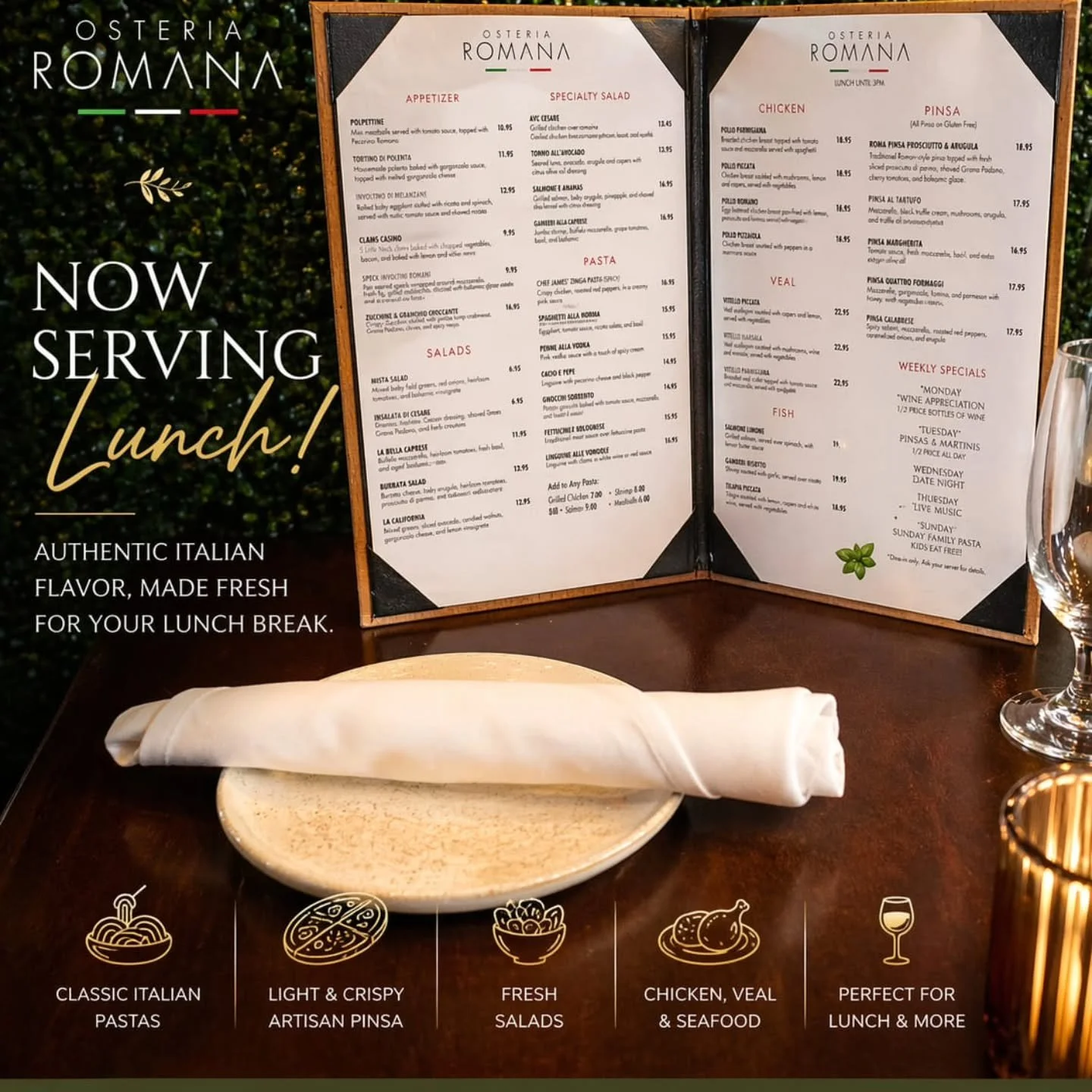 Now open for lunch 🇮🇹
Fresh Italian food, made daily.
📍 89 Main St, Monroe, CT