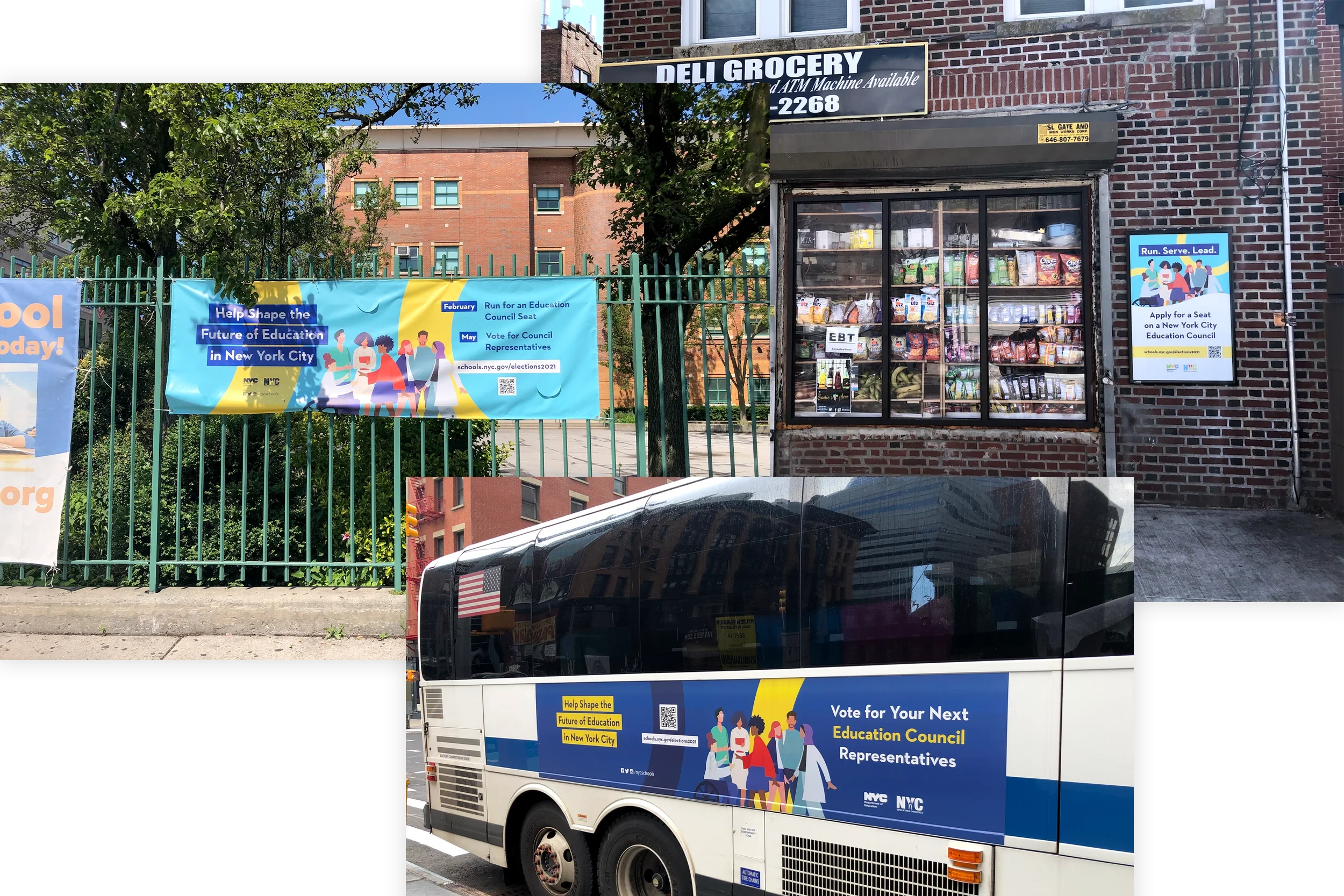  Creative direction for an out-of-home civic engagement campaign.  
Studio/Client: NYC Department of Education; Role: Graphic Design, Art Direction, and Illustration 