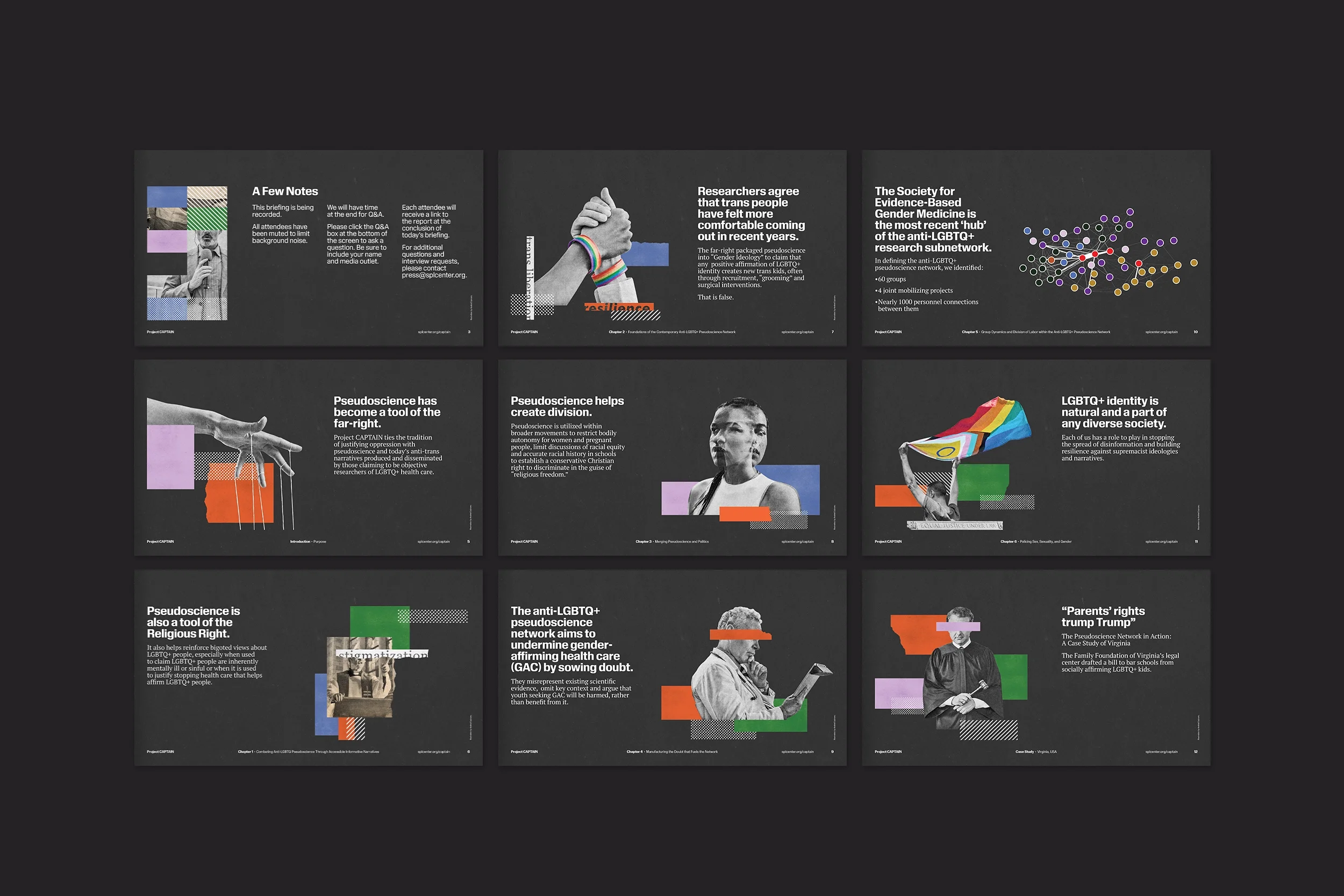  Media briefing presentation design for report launch.  
Studio/Client: Southern Poverty Law Center—  View more on Behance  ; Role: Graphic Design and Creative Direction