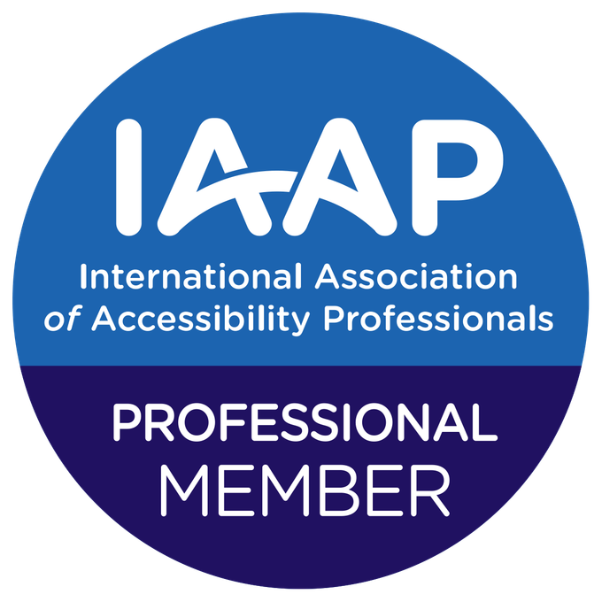 IAAP Professional Member badge from the International Association of Accessibility Professionals.