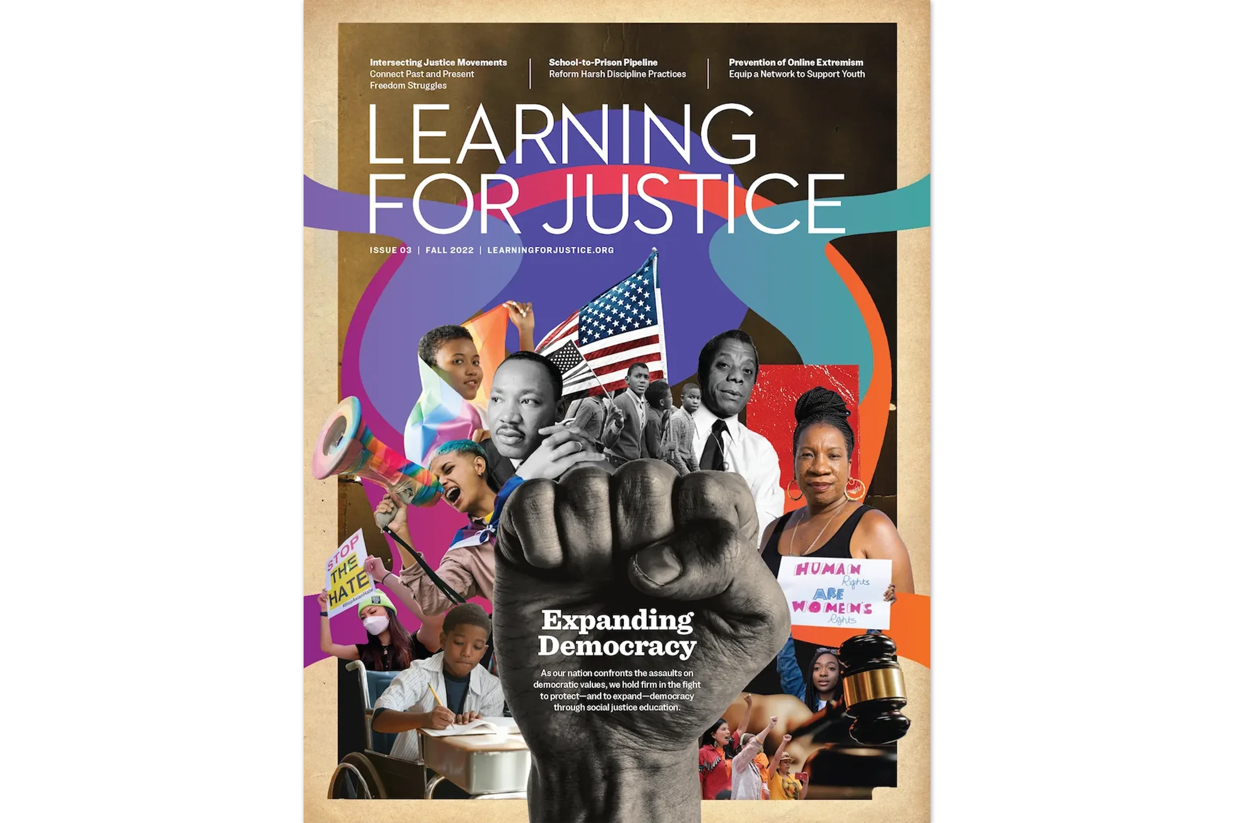  Art direction and commissioned cover illustration for a youth education publication—Learning for Justice.  
Studio/Client: Southern Poverty Law Center; Role: Art Direction and Graphic Design; Illustration by  Dakarai Akil 