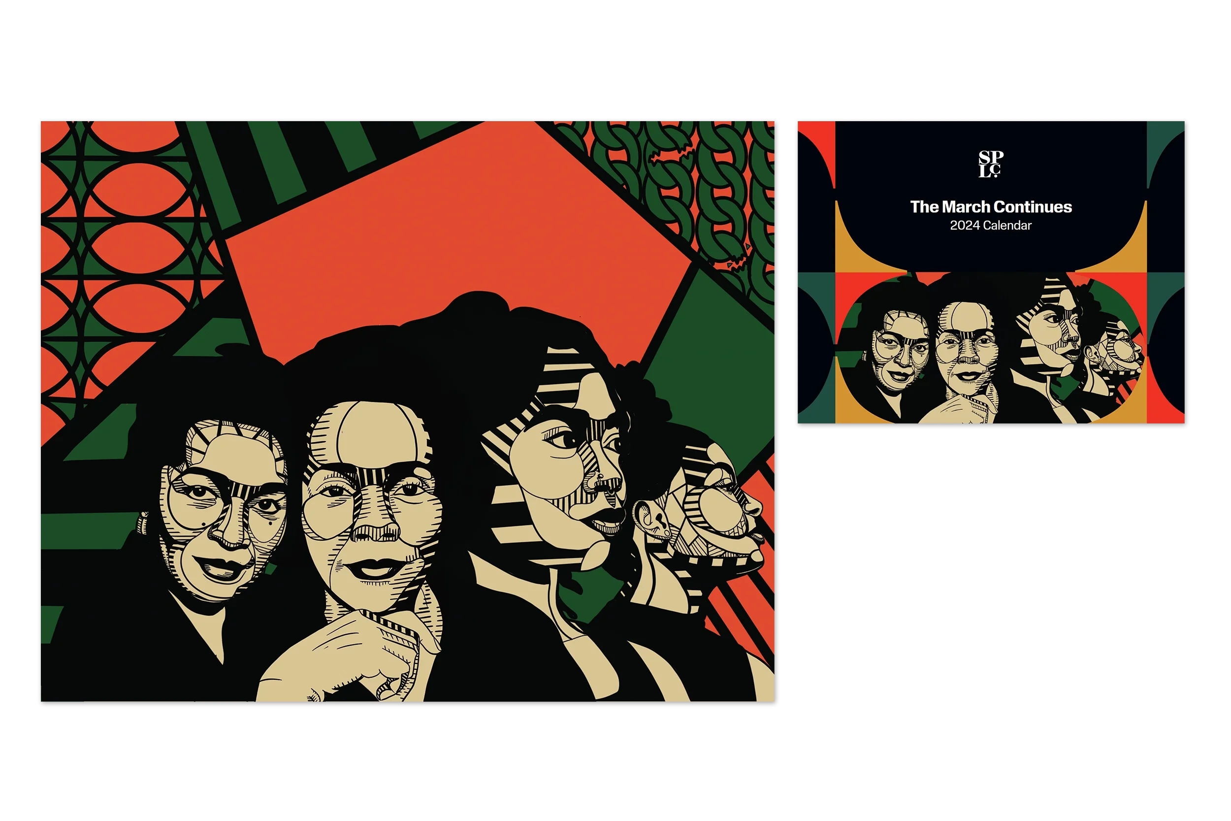  Visual direction and illustrator management for annual donor stewardship calendar.  
Studio/Client: Southern Poverty Law Center; Role: Art Direction; Illustration by  Jasmine Nicole Williams 