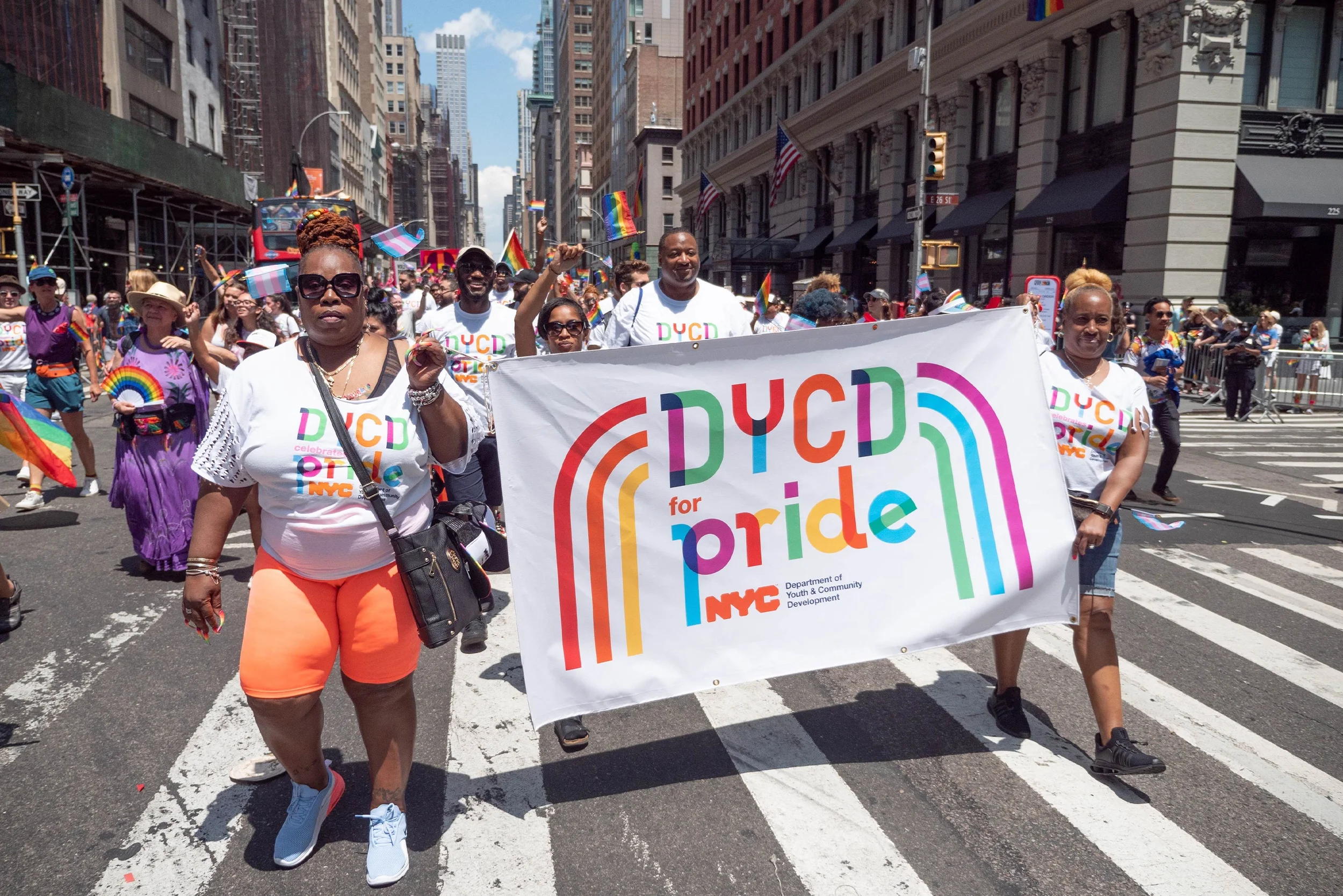  Cohesive visual design for Pride celebration and march.  
Studio/Client: NYC Department of Youth & Community Development—  View more on Behance  ; Role: Graphic Design