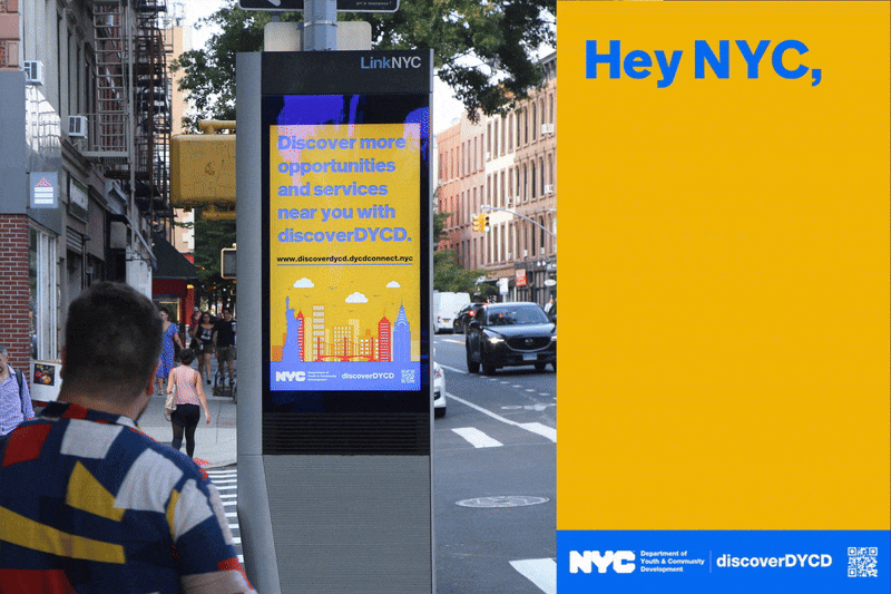   Digital kiosk design for NYC service finder.  
Studio/Client: NYC Department of Youth & Community Development—  View more on Behance  ; Role: Graphic Design and Creative Direction