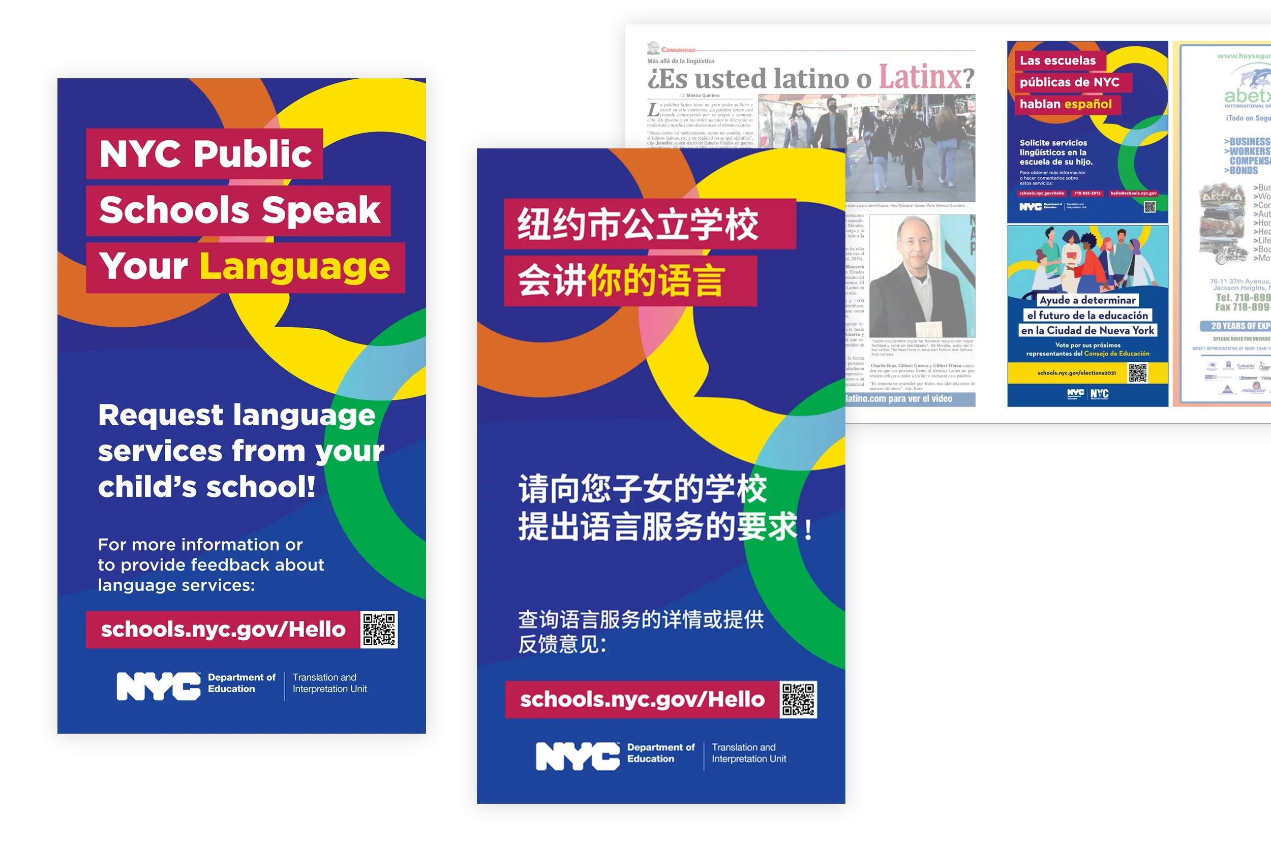  Creative direction and visual development for a multilingual outreach campaign.  Studio/Client: NYC Department of Education—  View more on Behance  ; Role: Graphic Design and Art Direction