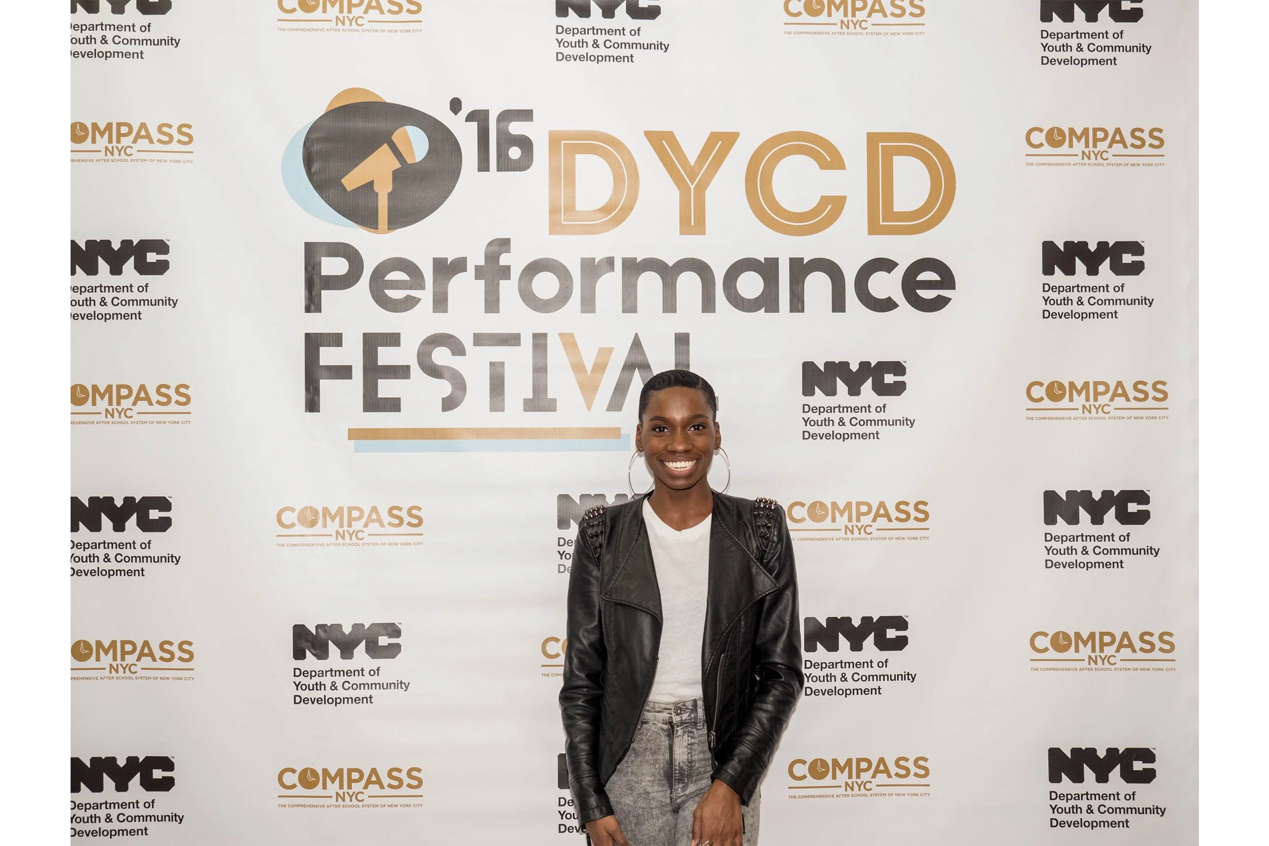  Branded step-and-repeat design for youth performing arts event.  
Studio/Client: NYC Department of Youth & Community Development—  View more on Behance  ; Role: Graphic Design