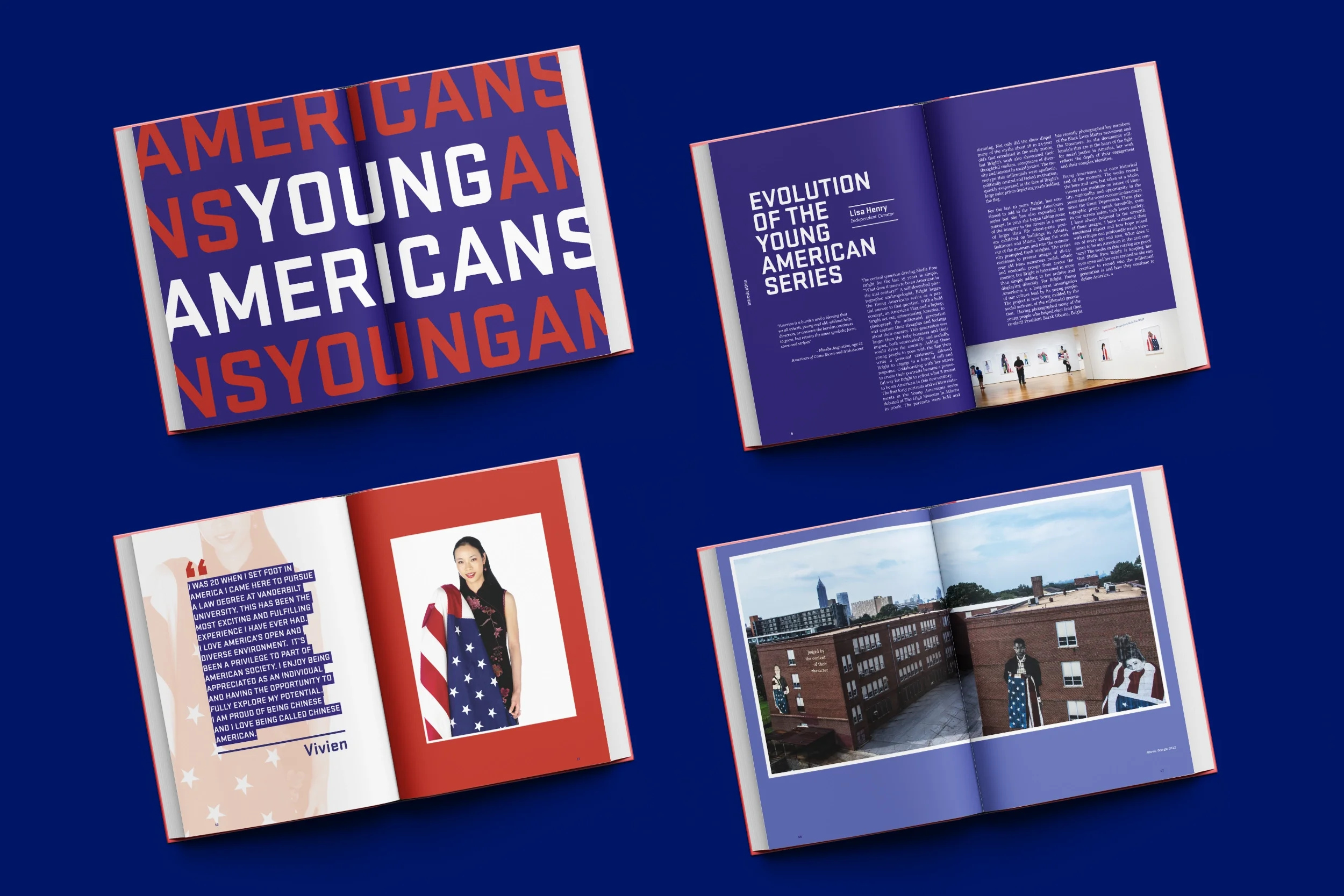  Design and layout for Young Americans photographic series book.  
Studio/Client: Sheila Pree Bright; Role: Graphic Design and Art Direction
